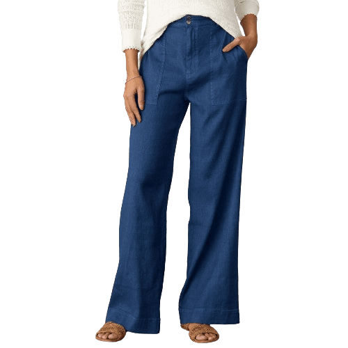 NAVY WIDE LEG COTTON PANT