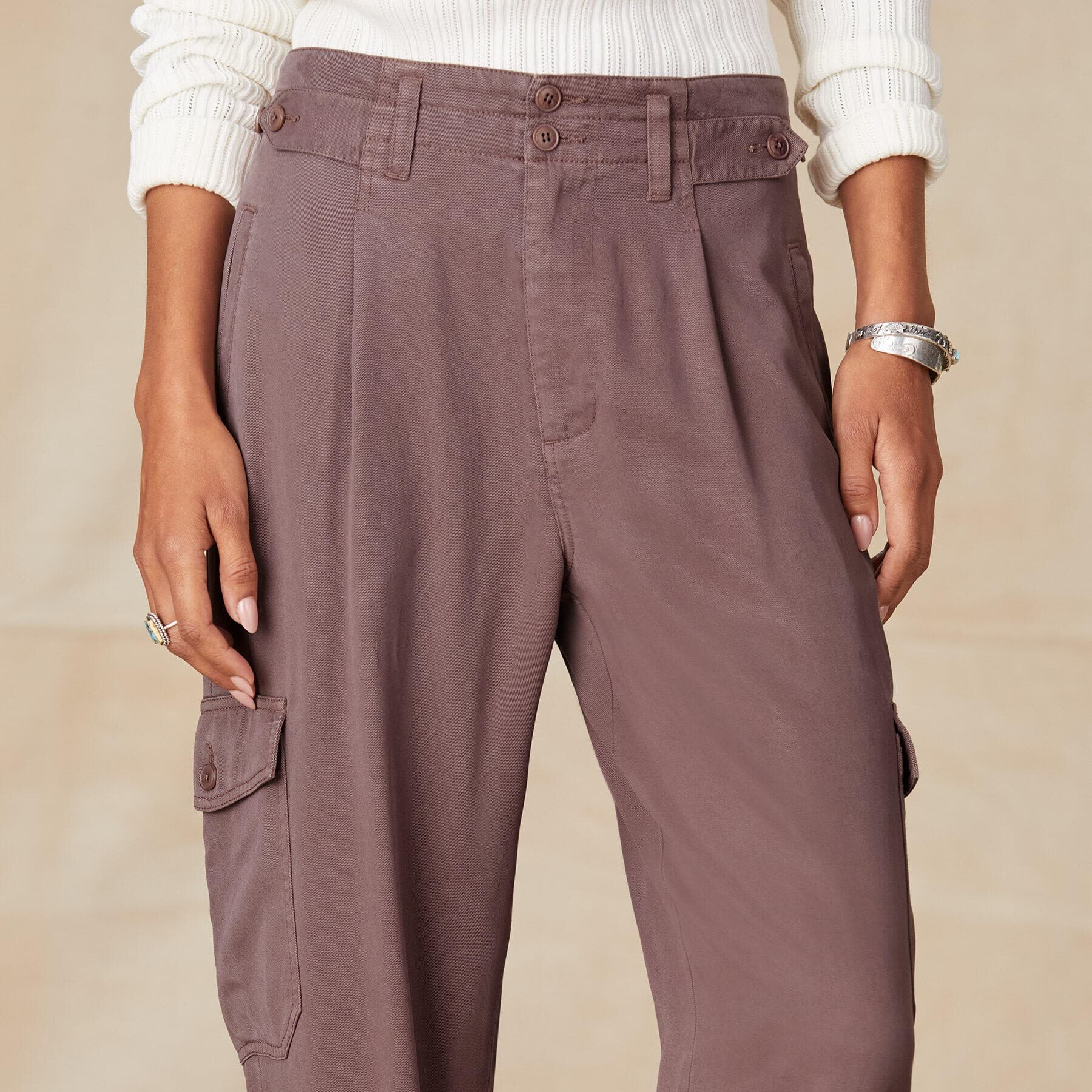 DUSTY ROSE CARGO COTTON PANT