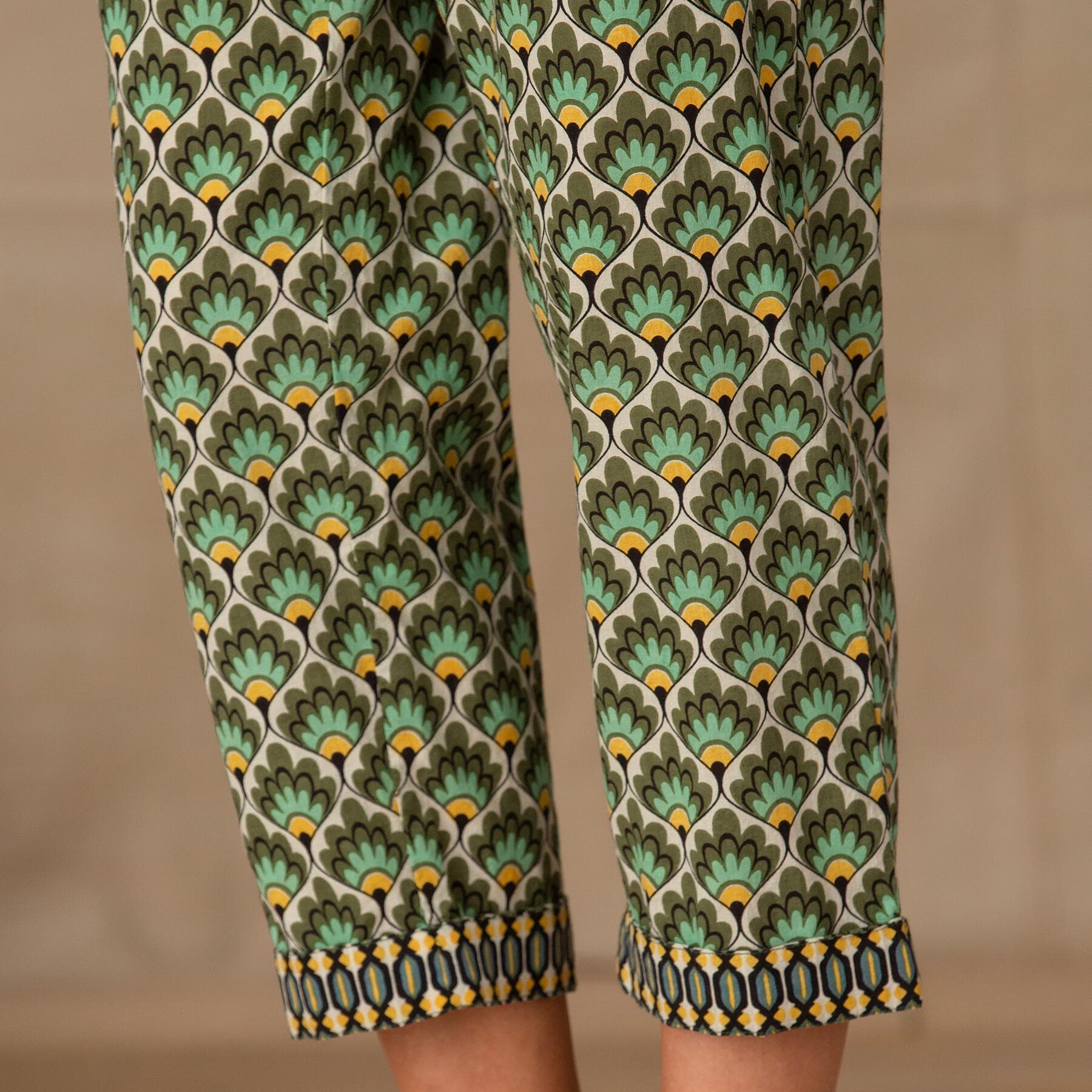 GREEN PRINTED COTTON PANT