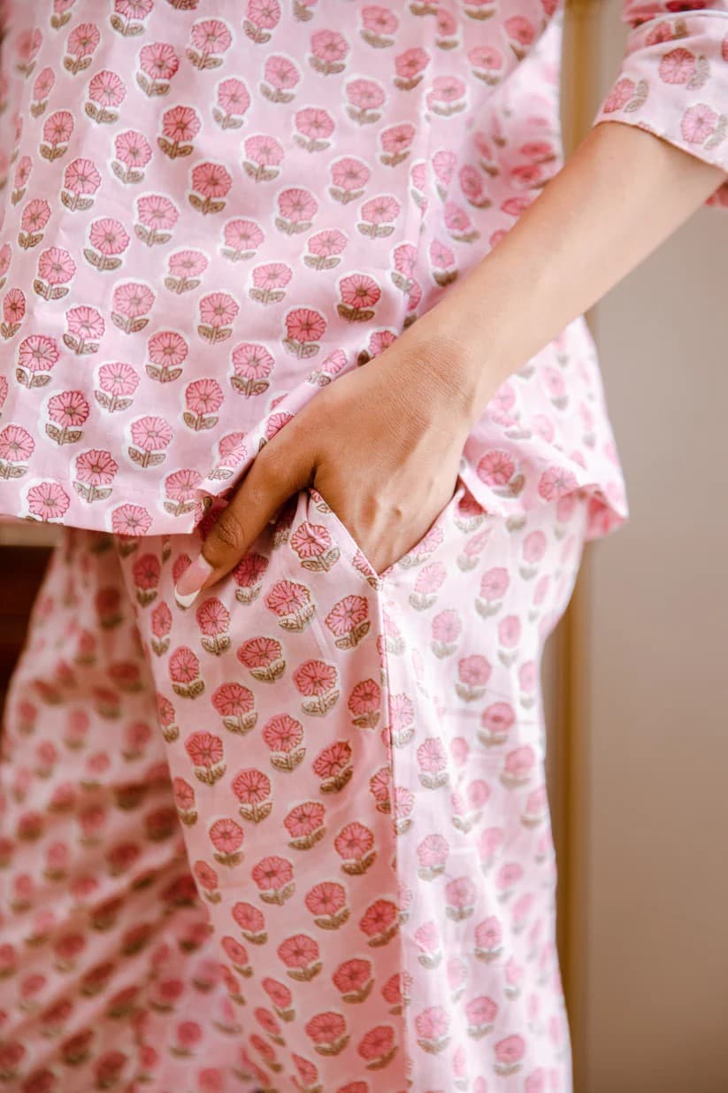 PINK FLORAL PYJAMA SET