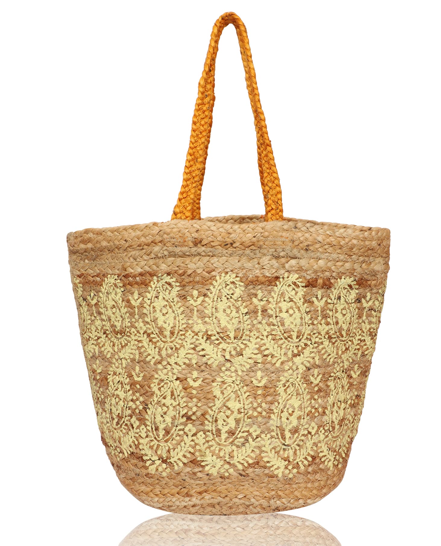 PAISLEY PRINT JUTE  TOTE BAG
