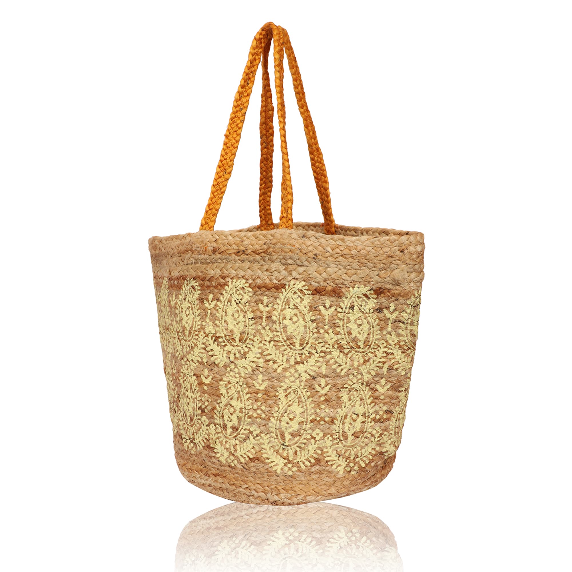 PAISLEY PRINT JUTE  TOTE BAG