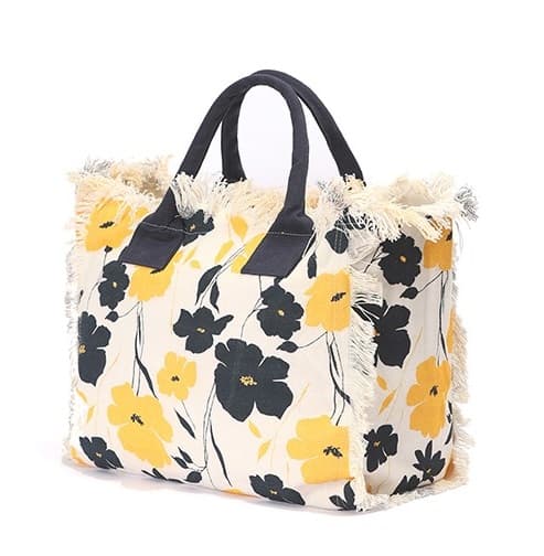 FLOWERS PRINT BEACH BAG