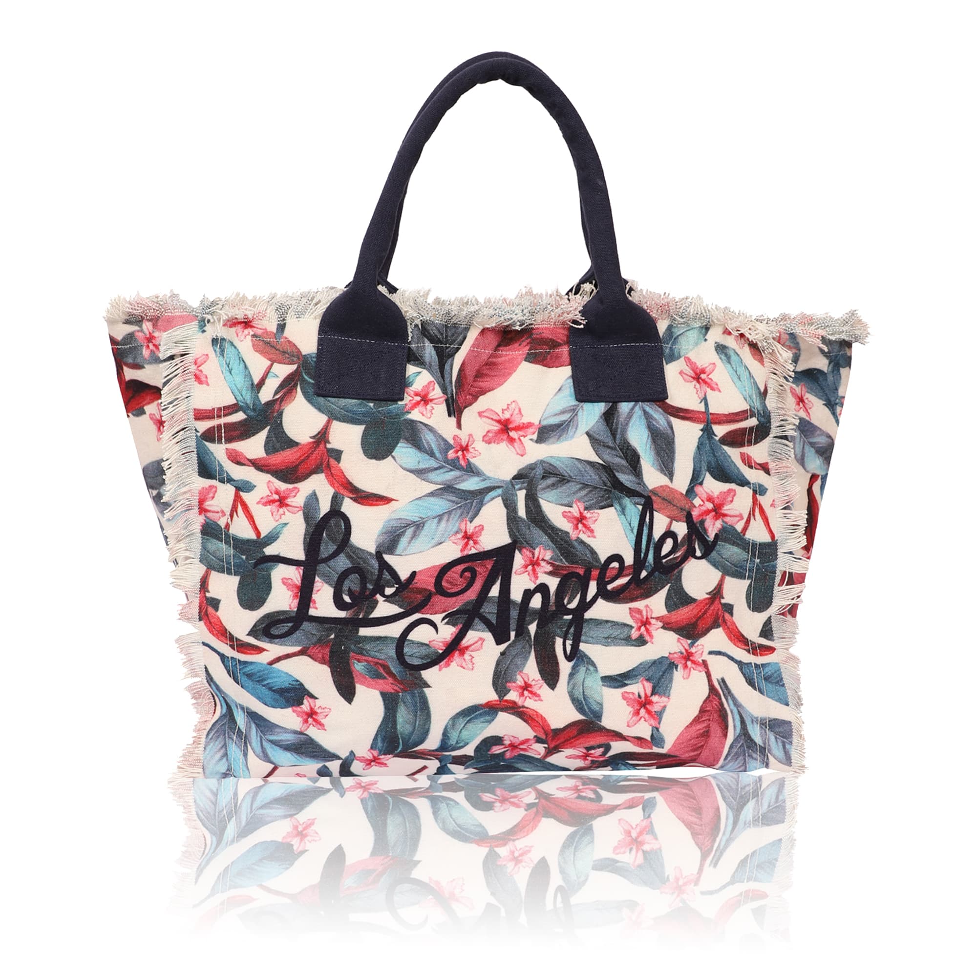 LOS ANGLES FLOWER PRINT BEACH BAG
