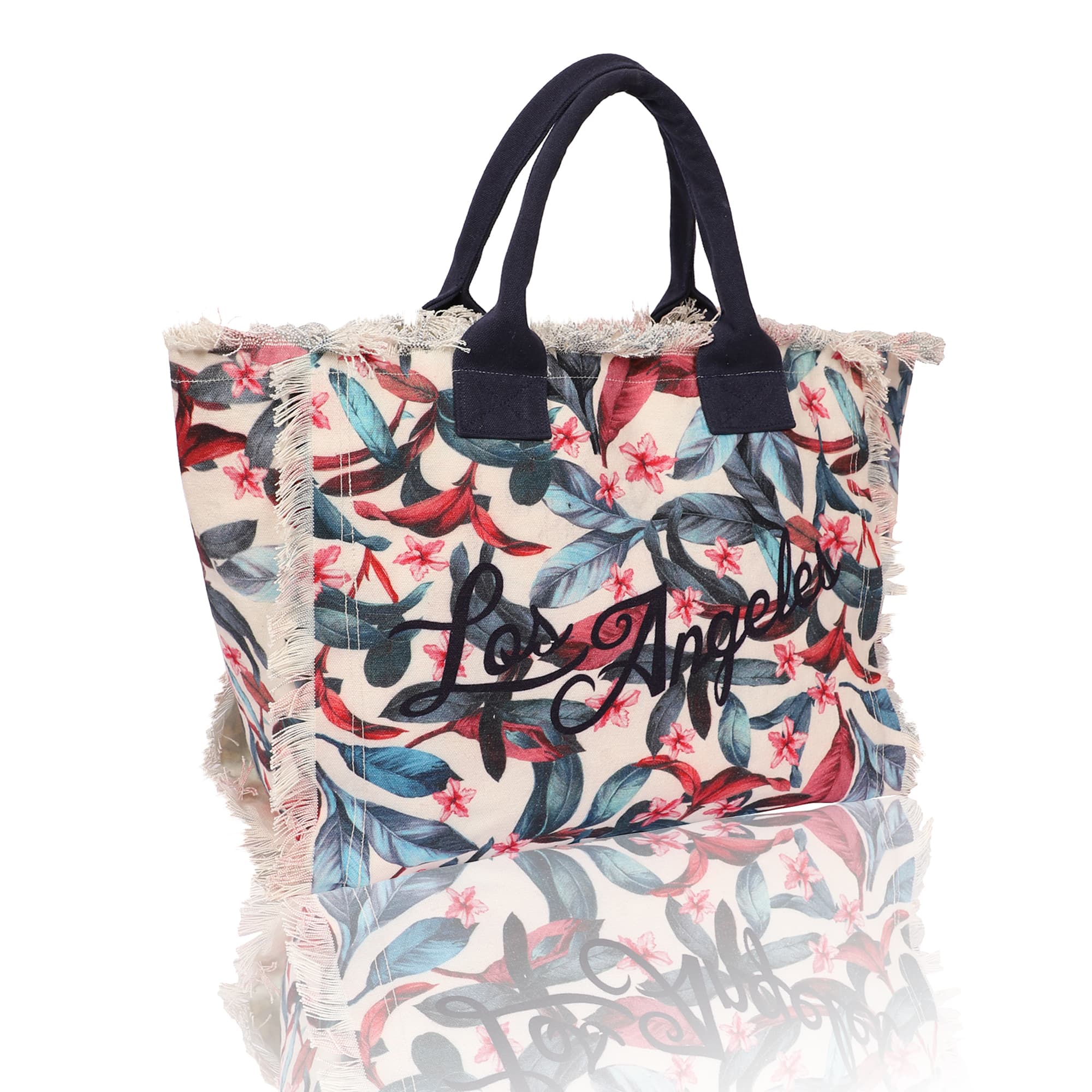 LOS ANGLES FLOWER PRINT BEACH BAG