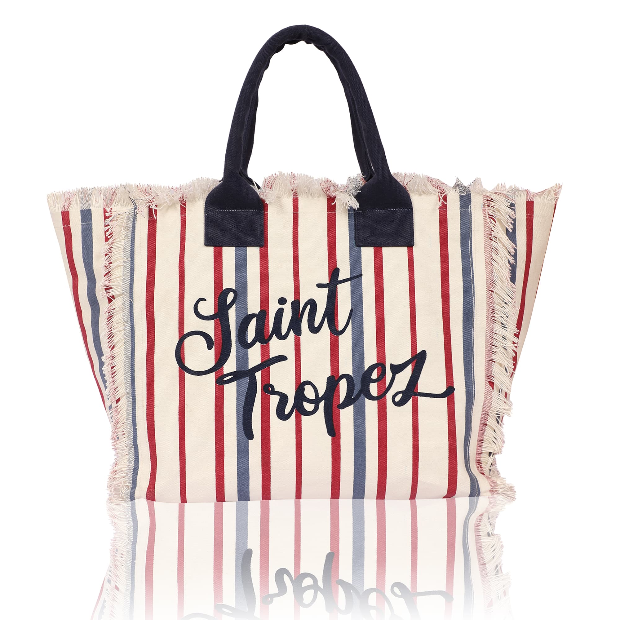 SAINT TROPEZ STRIPES PRINT BEACH BAG