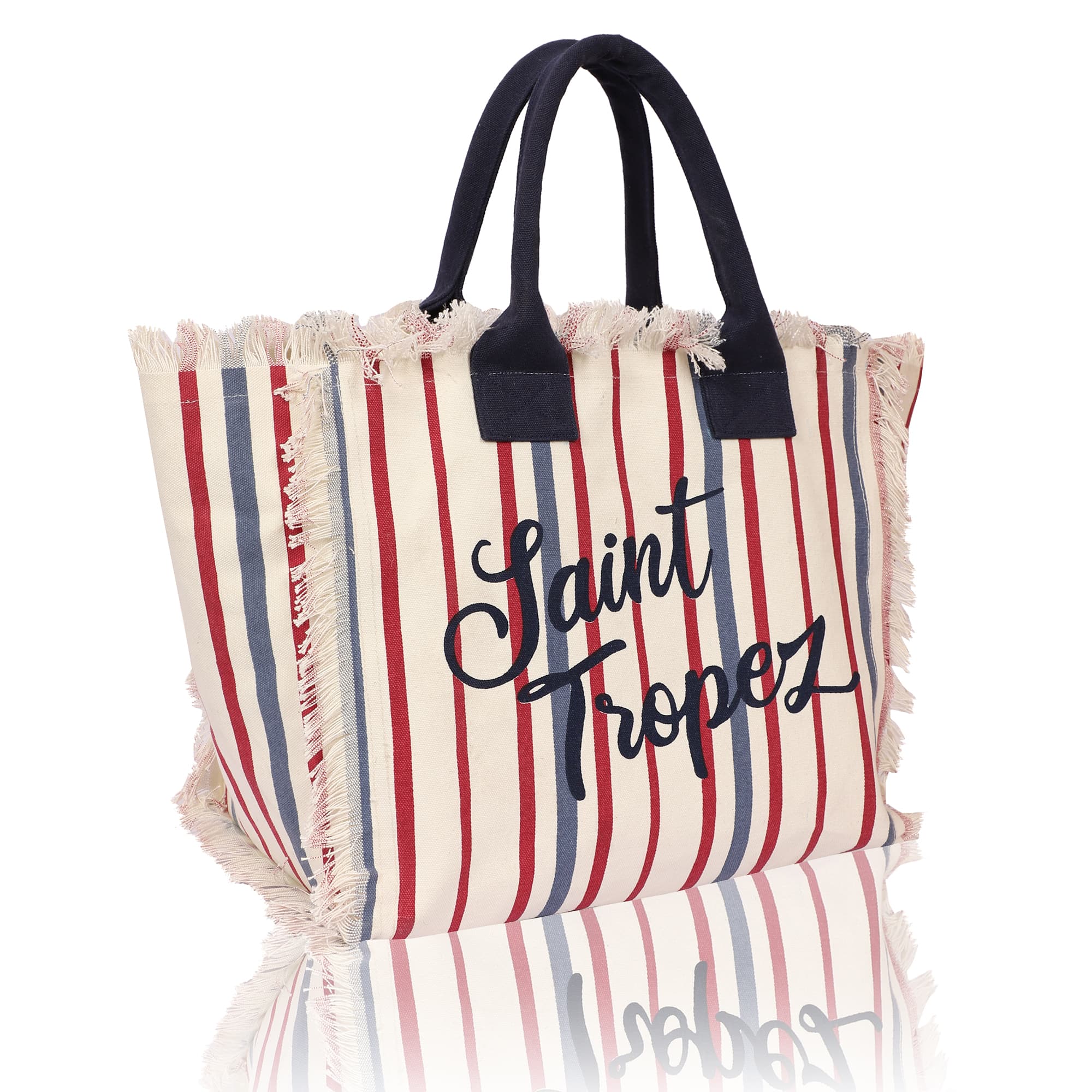 SAINT TROPEZ STRIPES PRINT BEACH BAG