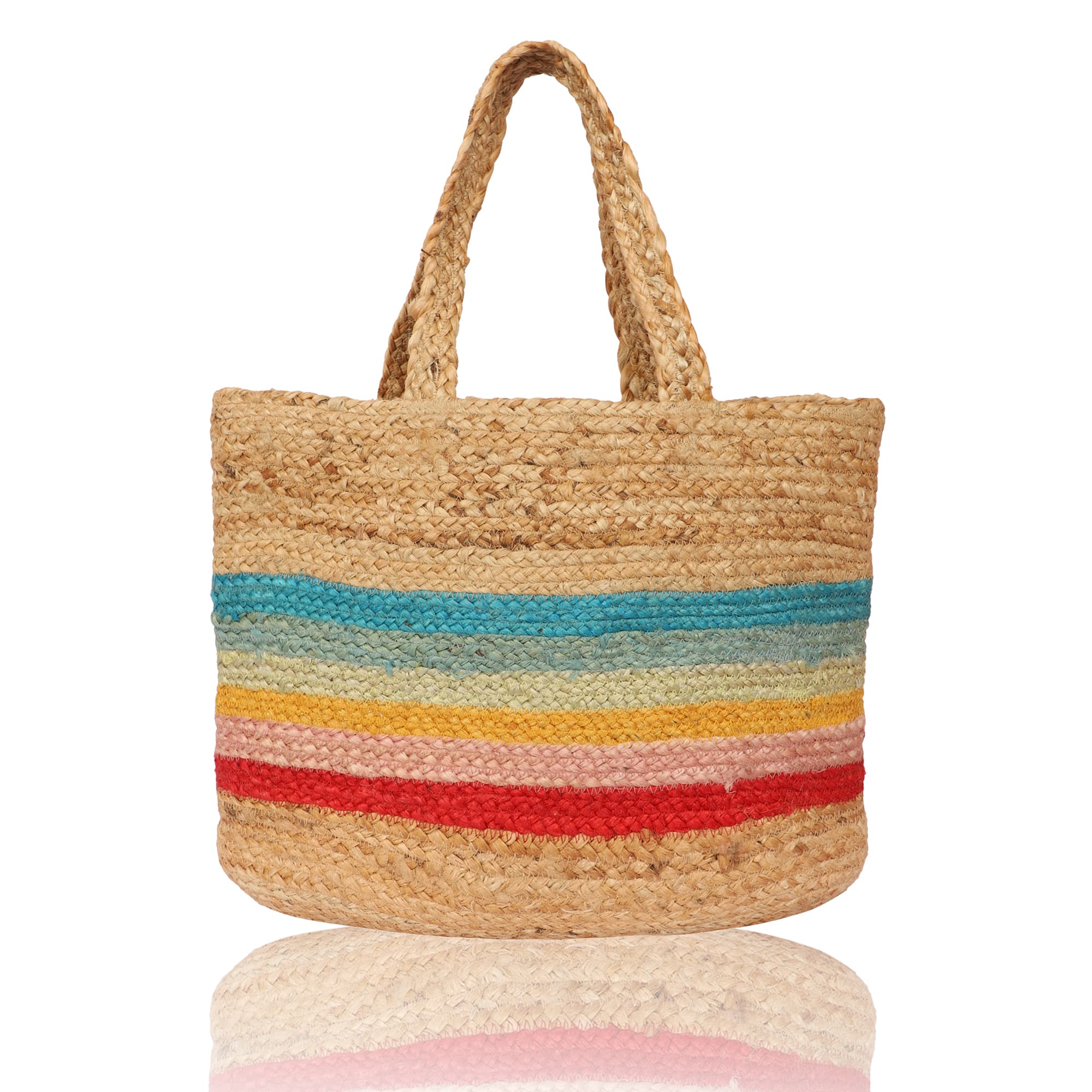 RAINBOW REFLECTION JUTE TOTE BAG