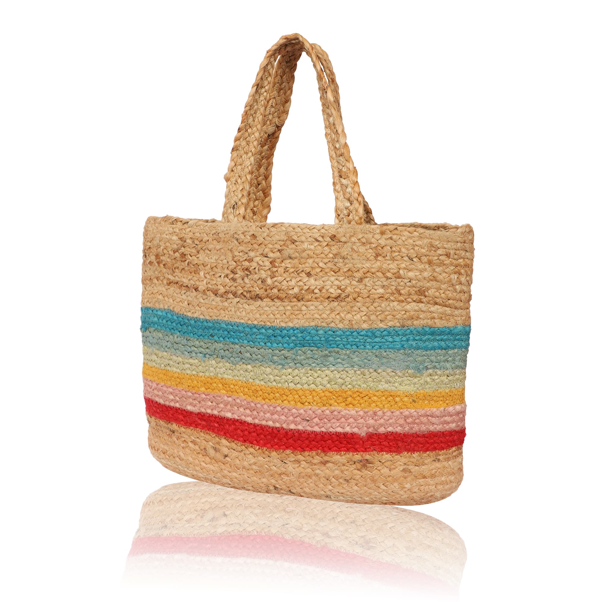 RAINBOW REFLECTION JUTE TOTE BAG