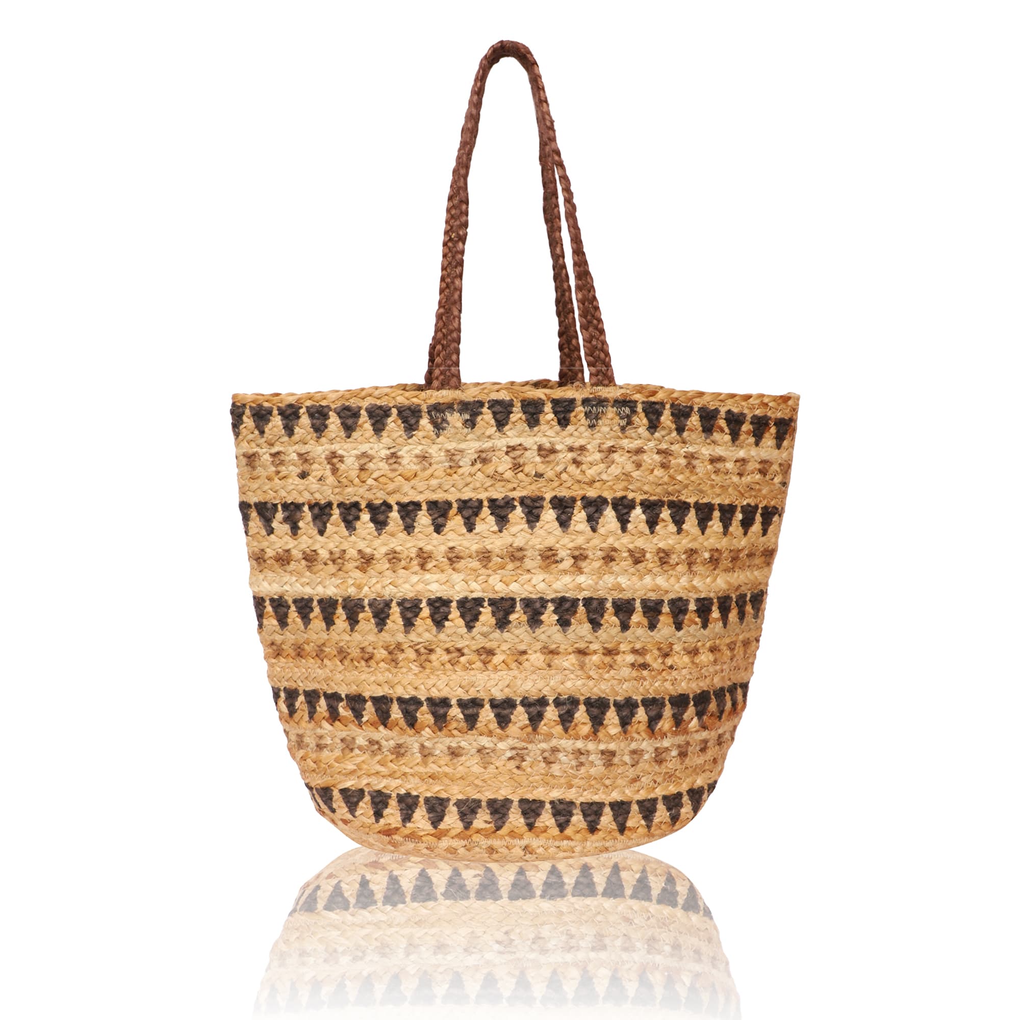 BLOCK PRINT JUTE TOTE BAG