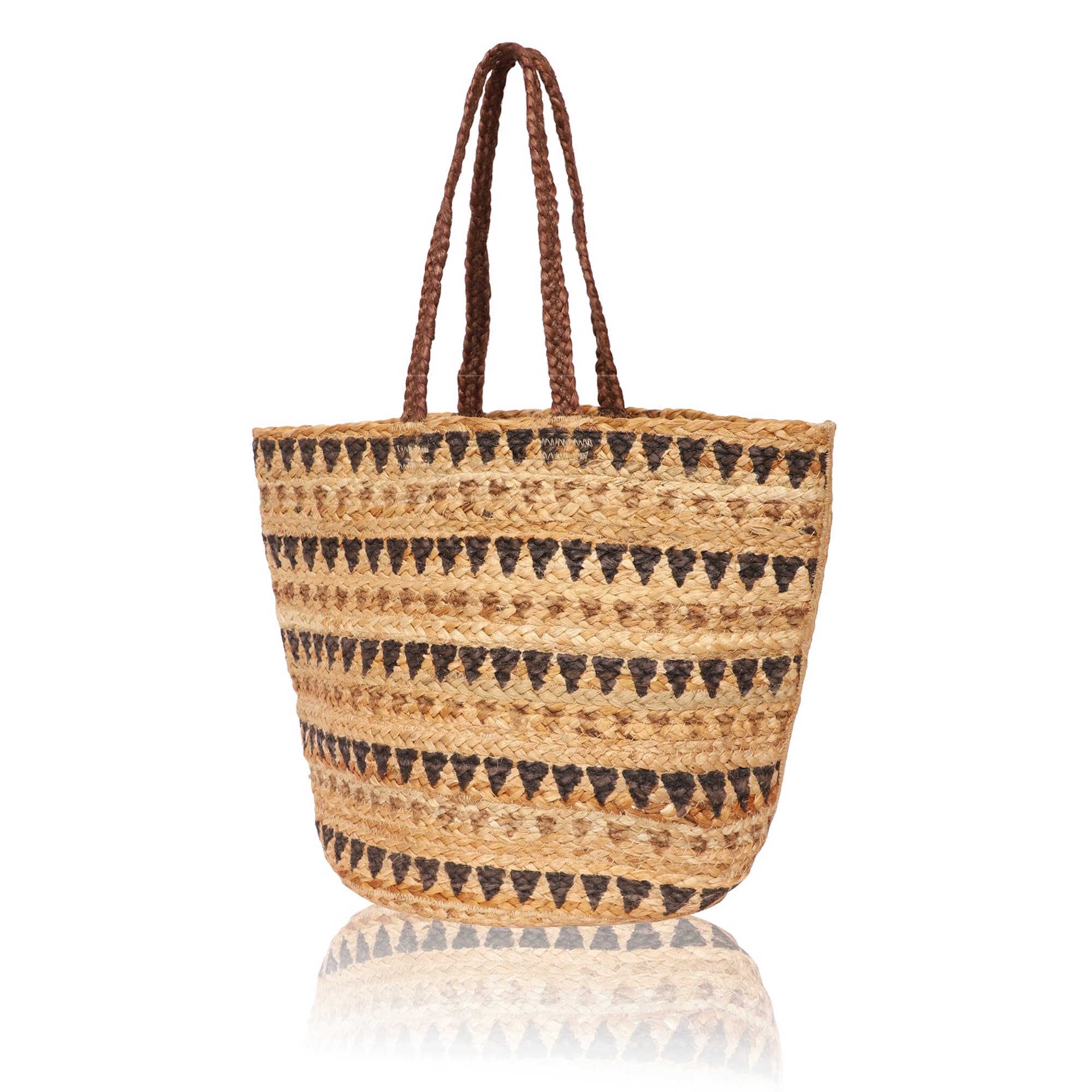 BLOCK PRINT JUTE TOTE BAG