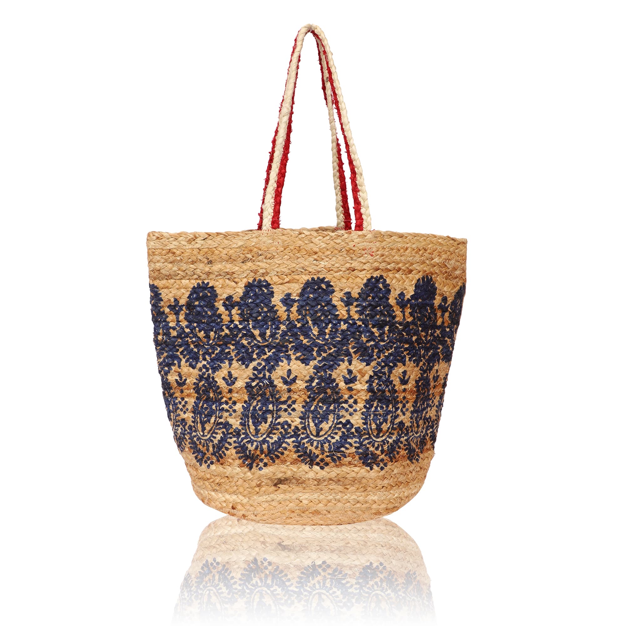 PAISLEY PRINT JUTE  TOTE BAG