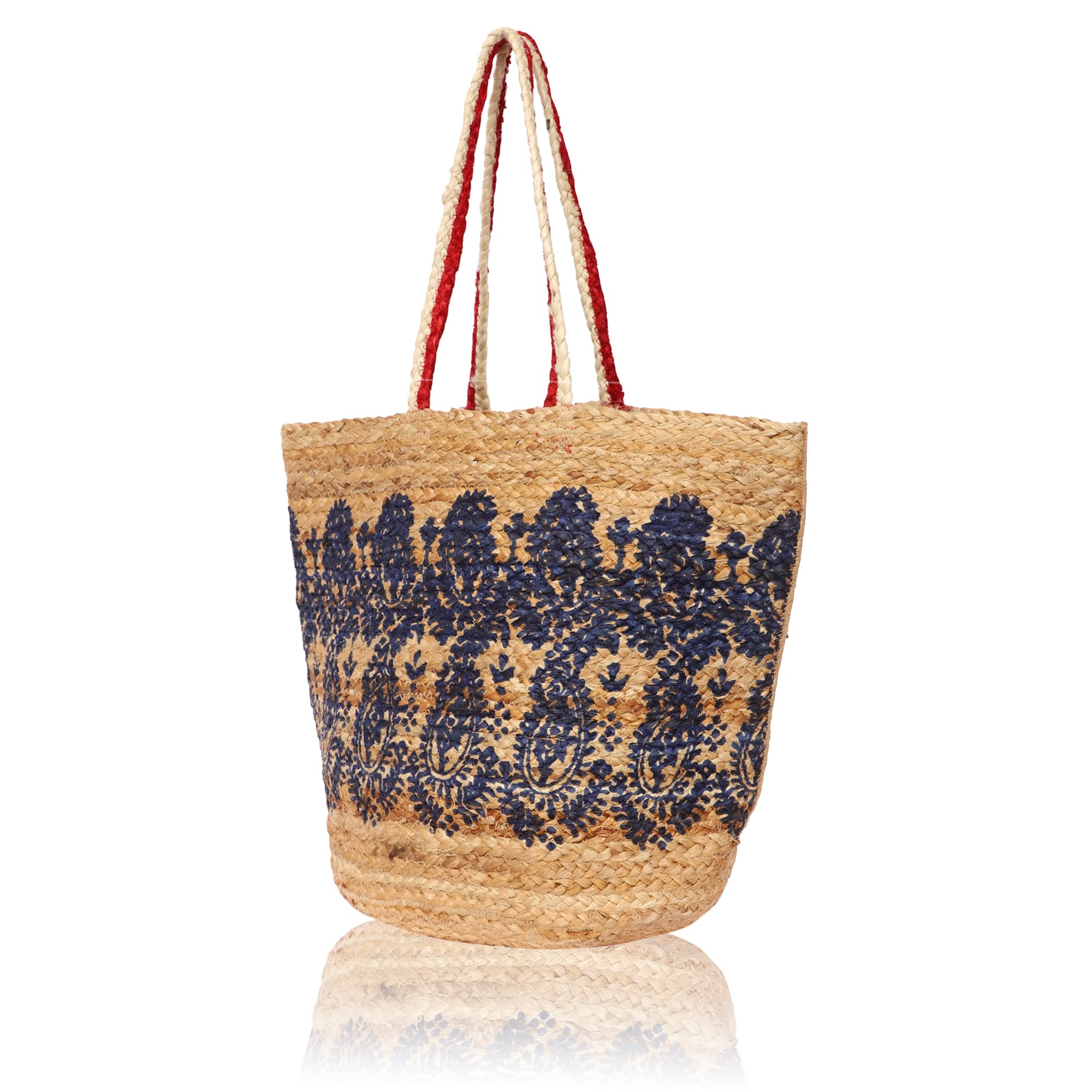 PAISLEY PRINT JUTE  TOTE BAG
