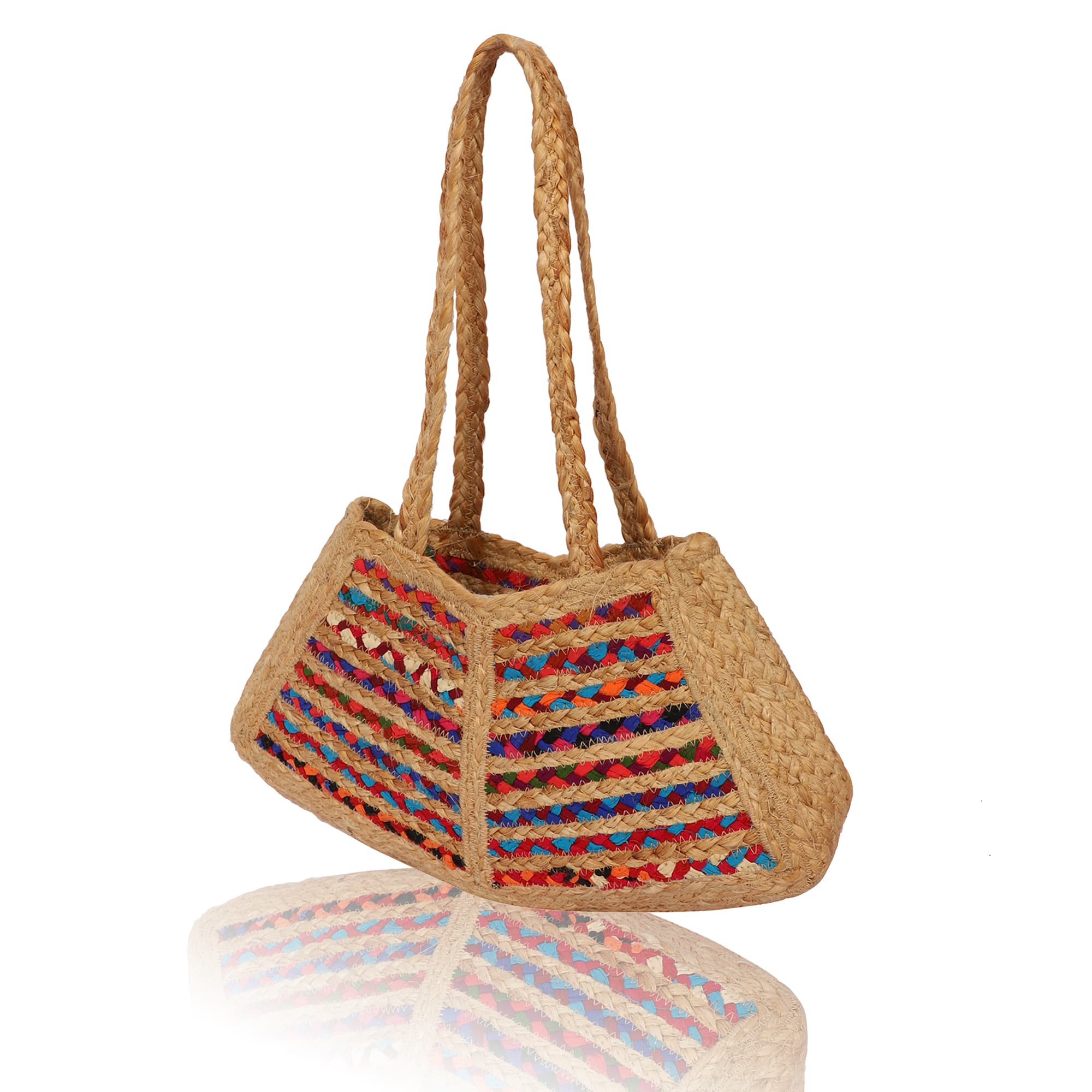 FABRIC WOVEN JUTE BEACH BAG
