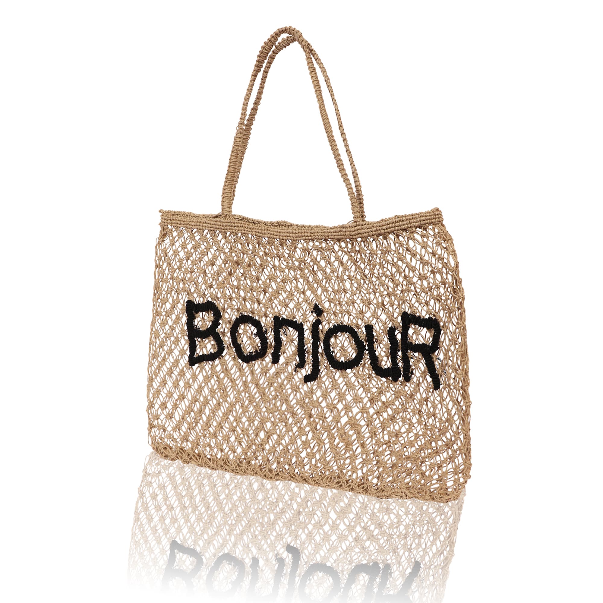 BONJOUR JUTE MACRAME  TOTE BAG