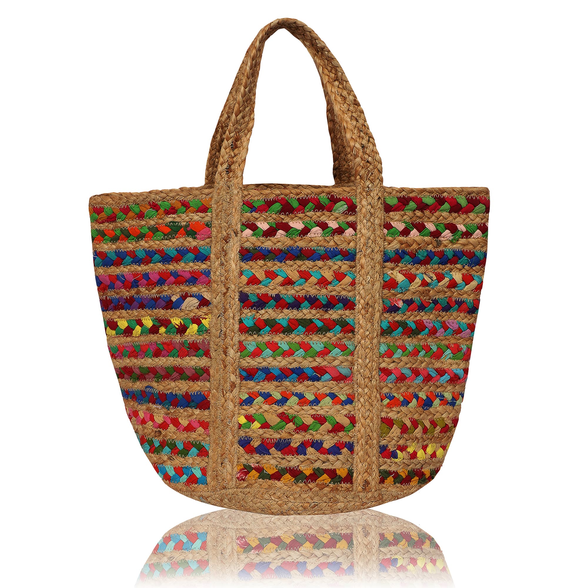 RECYCLED MULTI COTTON JUTE TOTE BAG