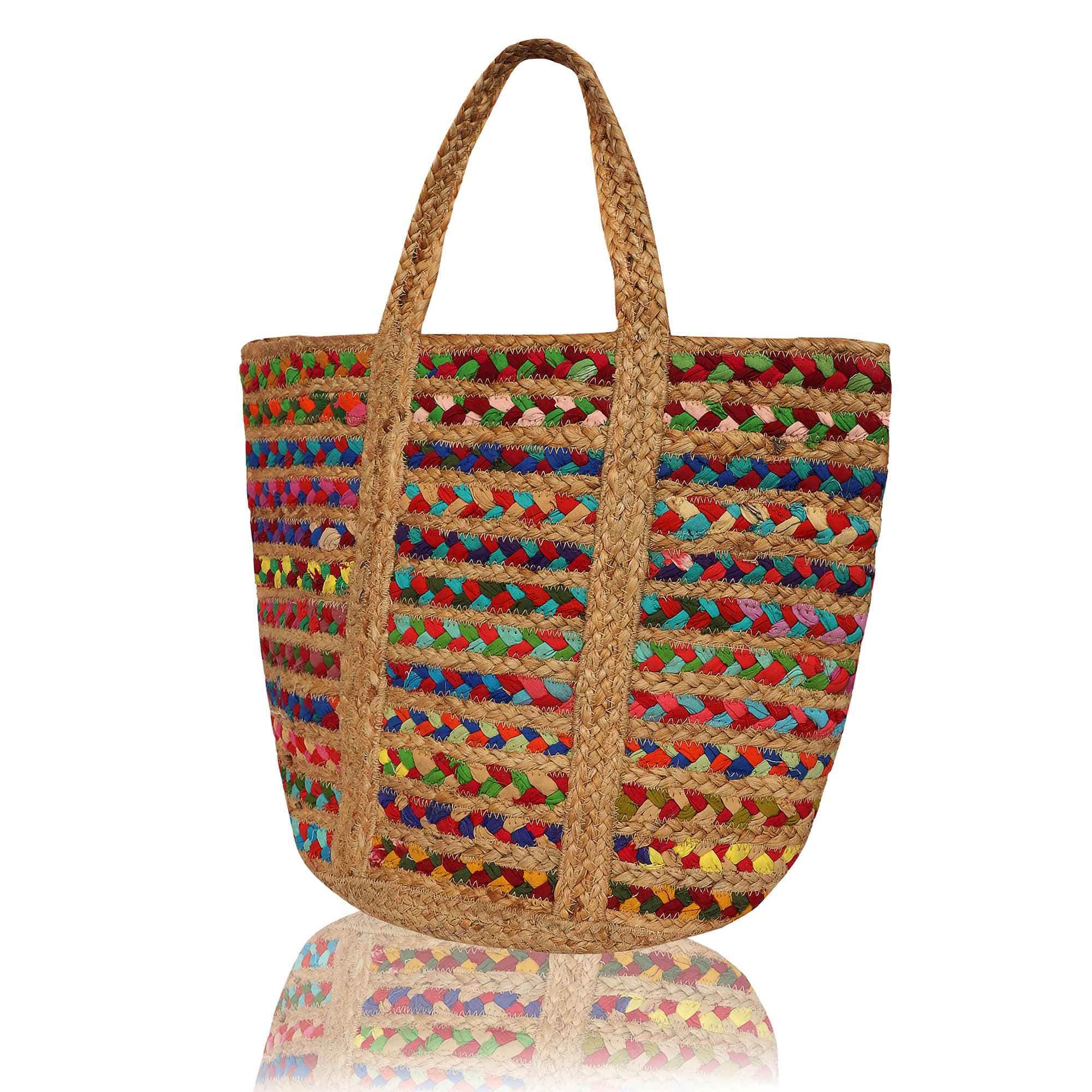 RECYCLED MULTI COTTON JUTE TOTE BAG