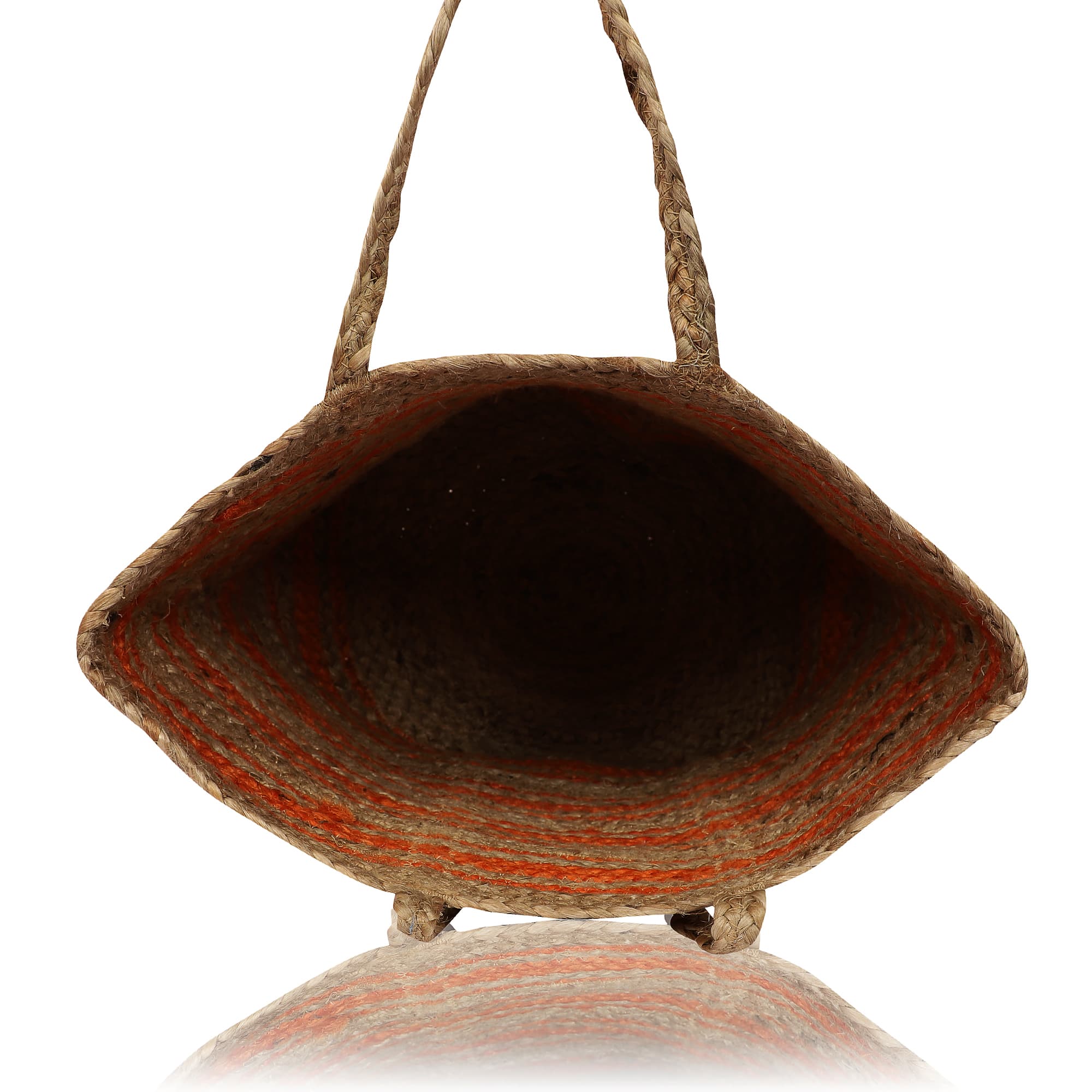ORANGE STRIPE  JUTE  TOTE BAG