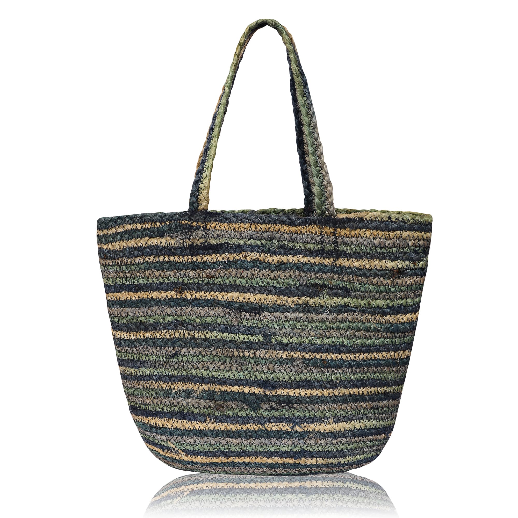 COLOURFULL JUTE  STRIPES TOTE BAG