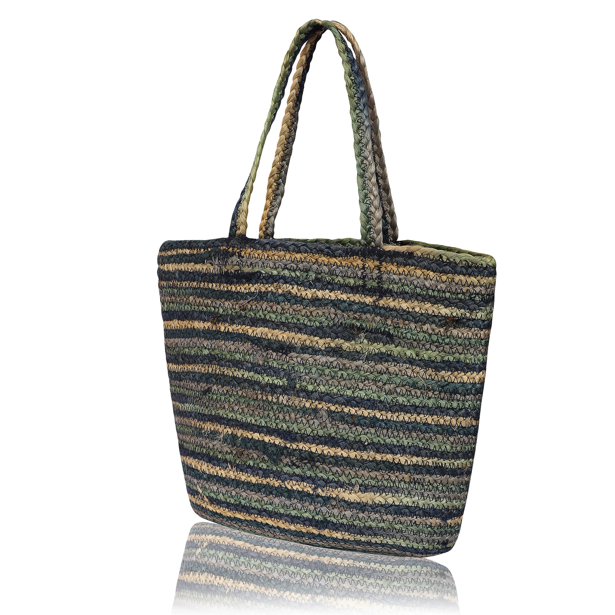 COLOURFULL JUTE  STRIPES TOTE BAG