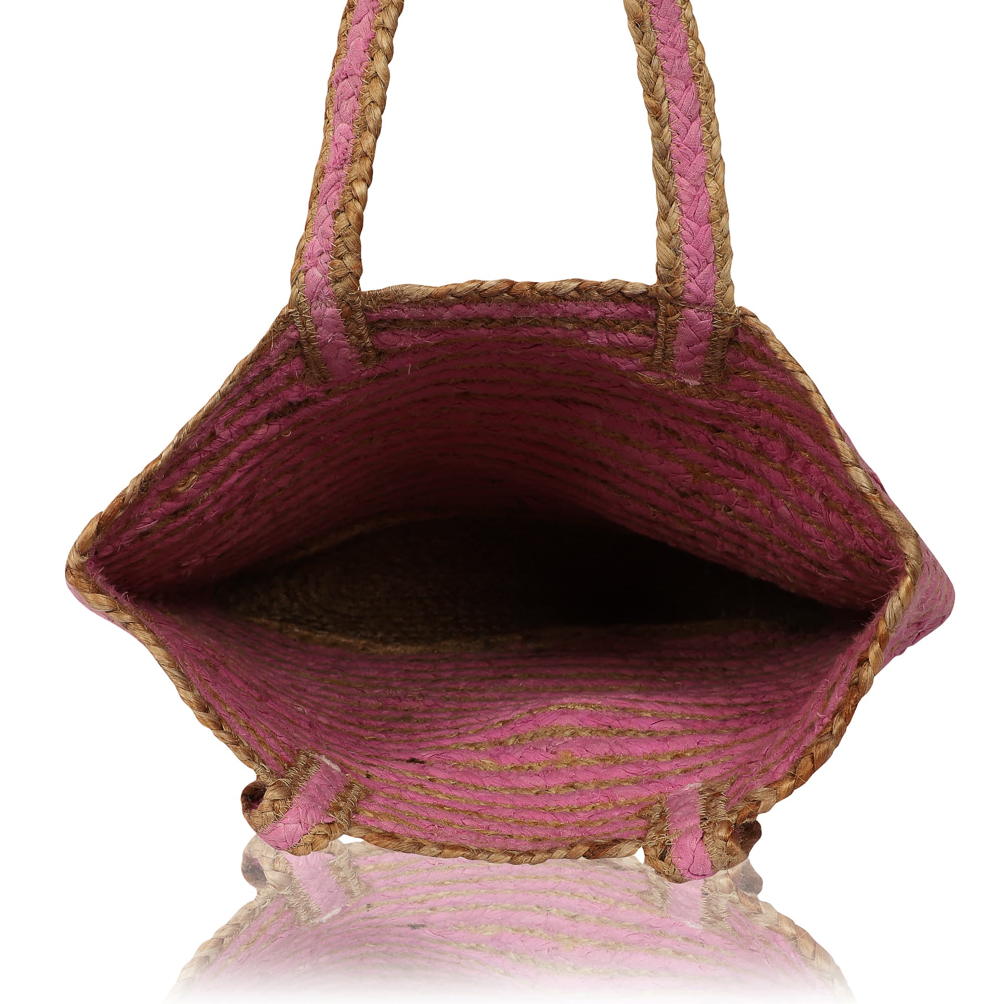 PINK STRIPE  JUTE  TOTE BAG