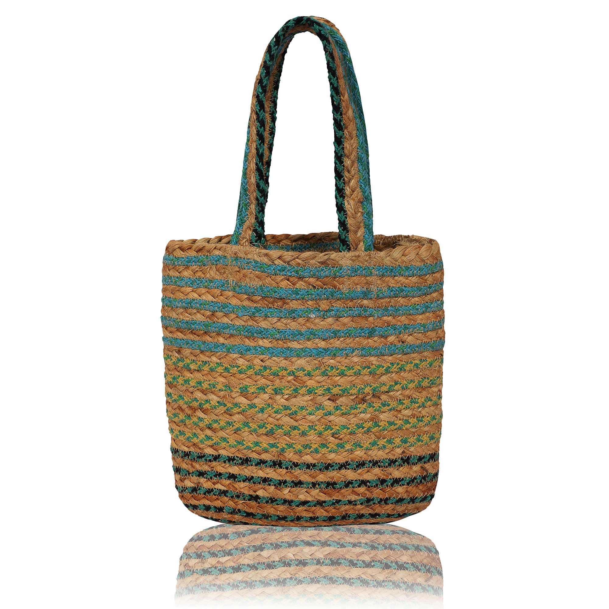 THREAD AND JUTE  BRAIDED TOTE BAG