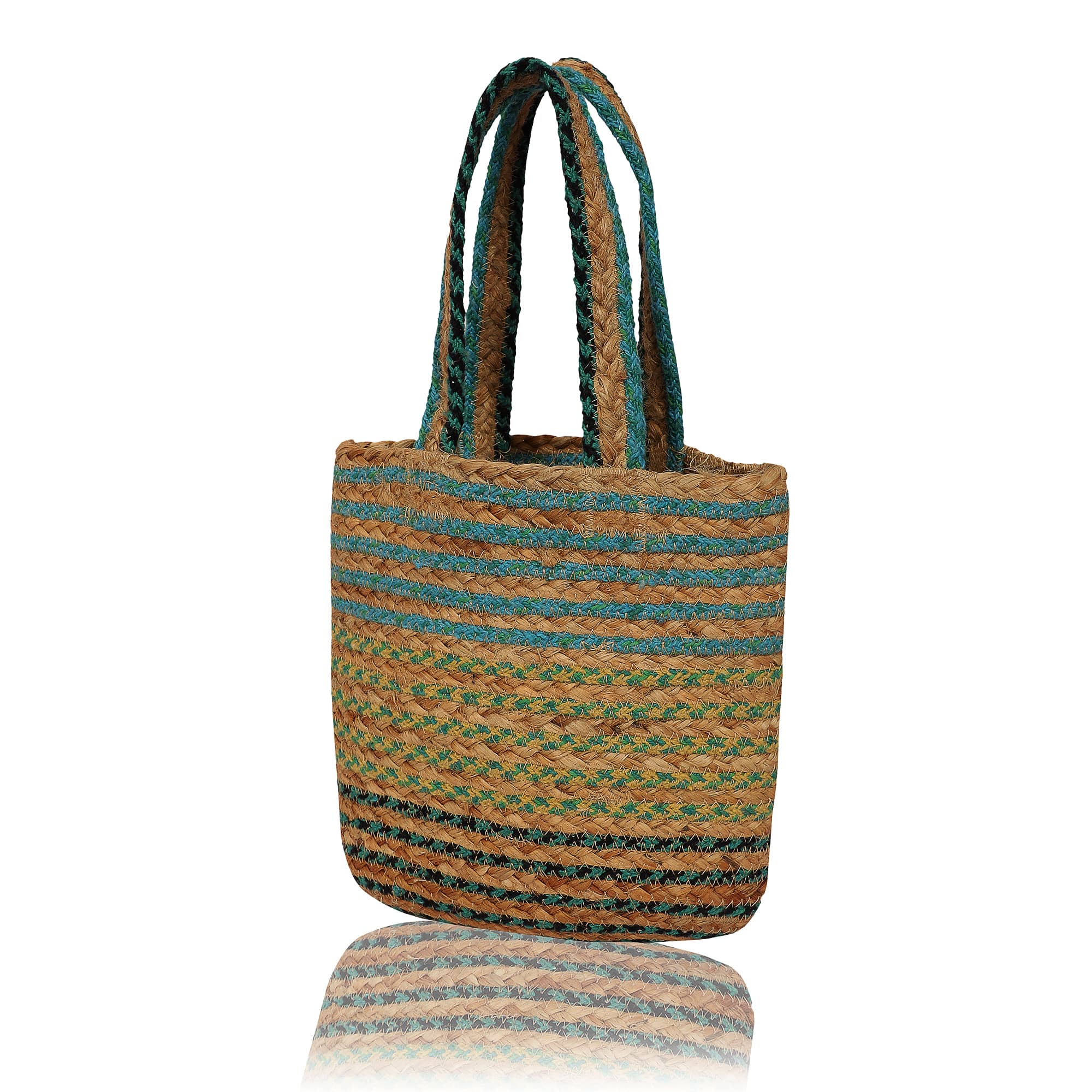 THREAD AND JUTE  BRAIDED TOTE BAG