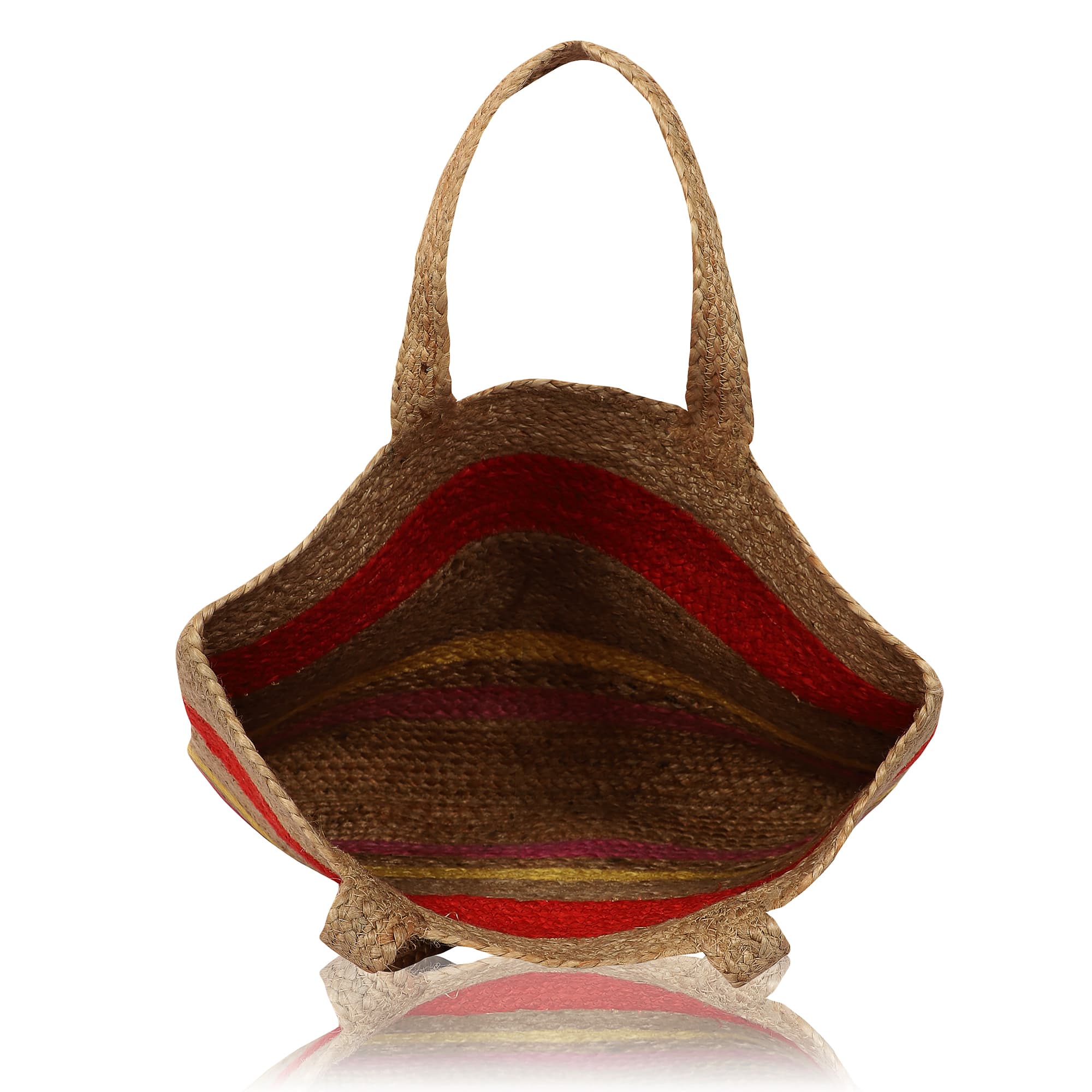 MULTI COLOUR  STRIPE WOVEN JUTE TOTE BAG
