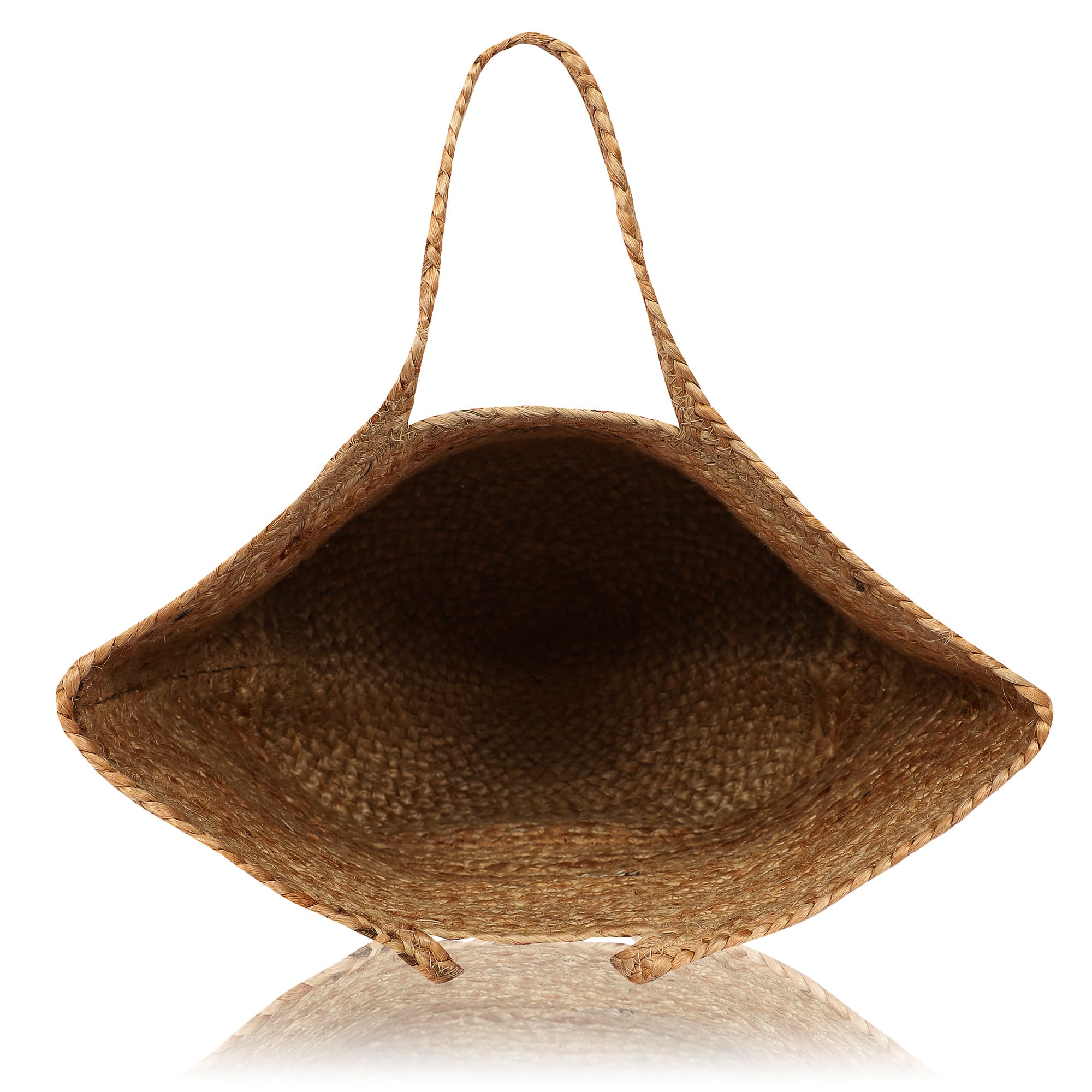 RED ZIG ZAG STRIPE  JUTE TOTE BAG