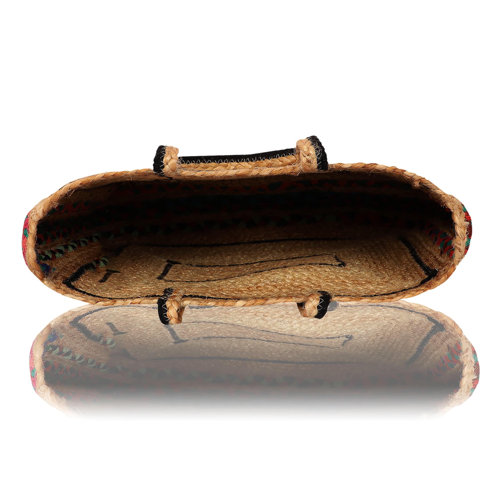 RECTANGLE SHAPE COTTON AND JUTE BRAIDED   TOTE BAG