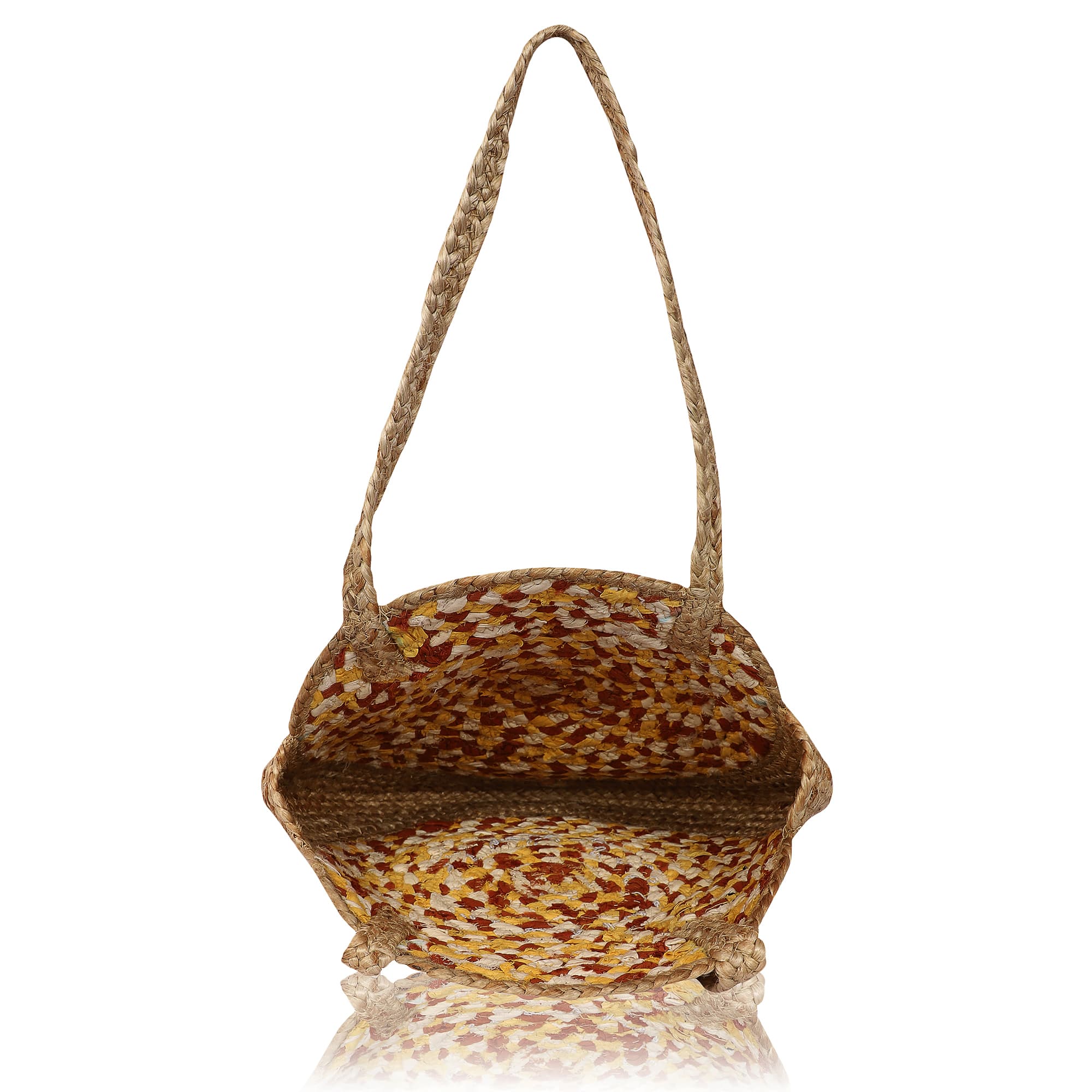COTTON AND JUTE  WOVEN ROUND TOTE BAG