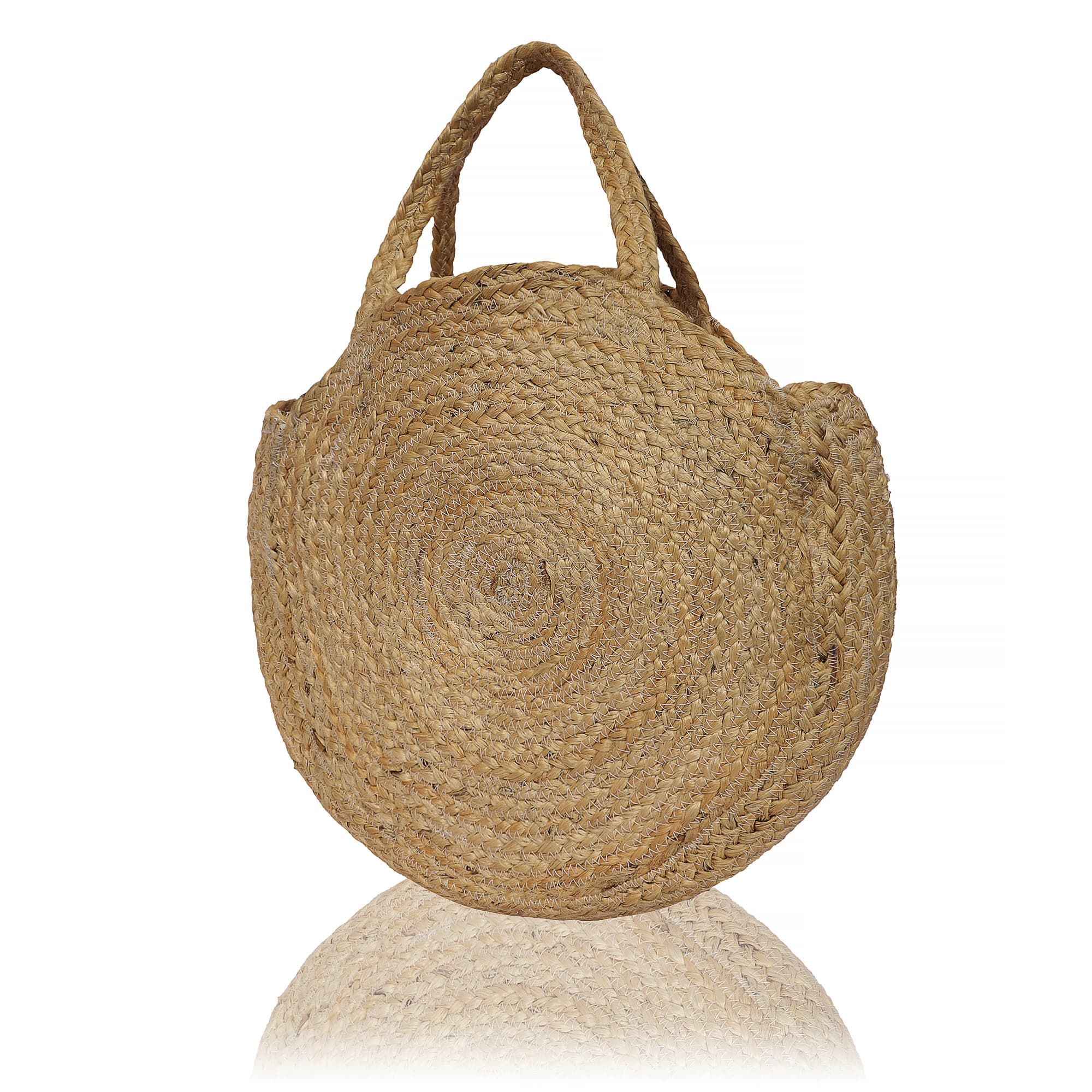 PLAIN JUTE  ROUND TOTE BAG
