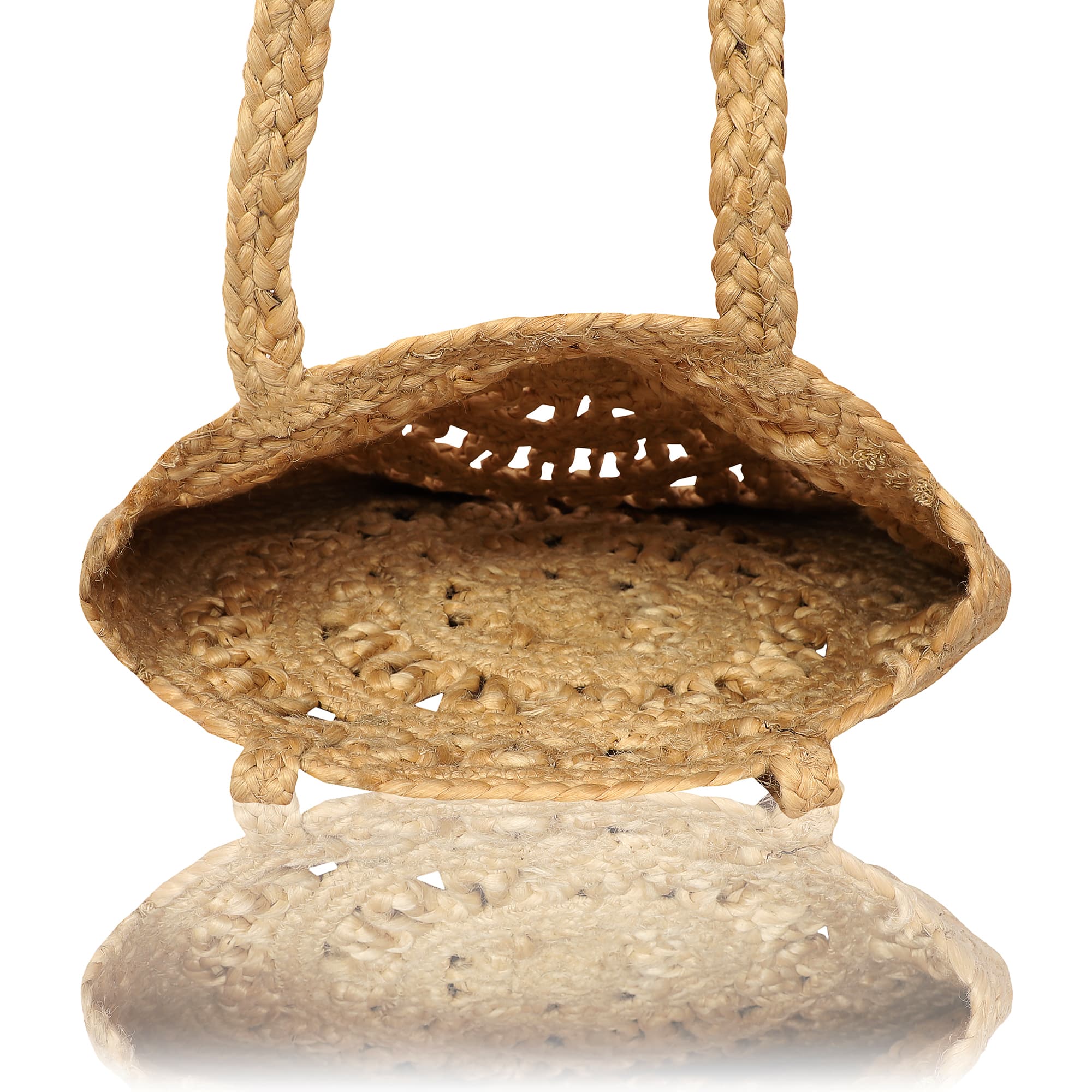 NATURAL JUTE BRAIDED ROUND TOTE BAG