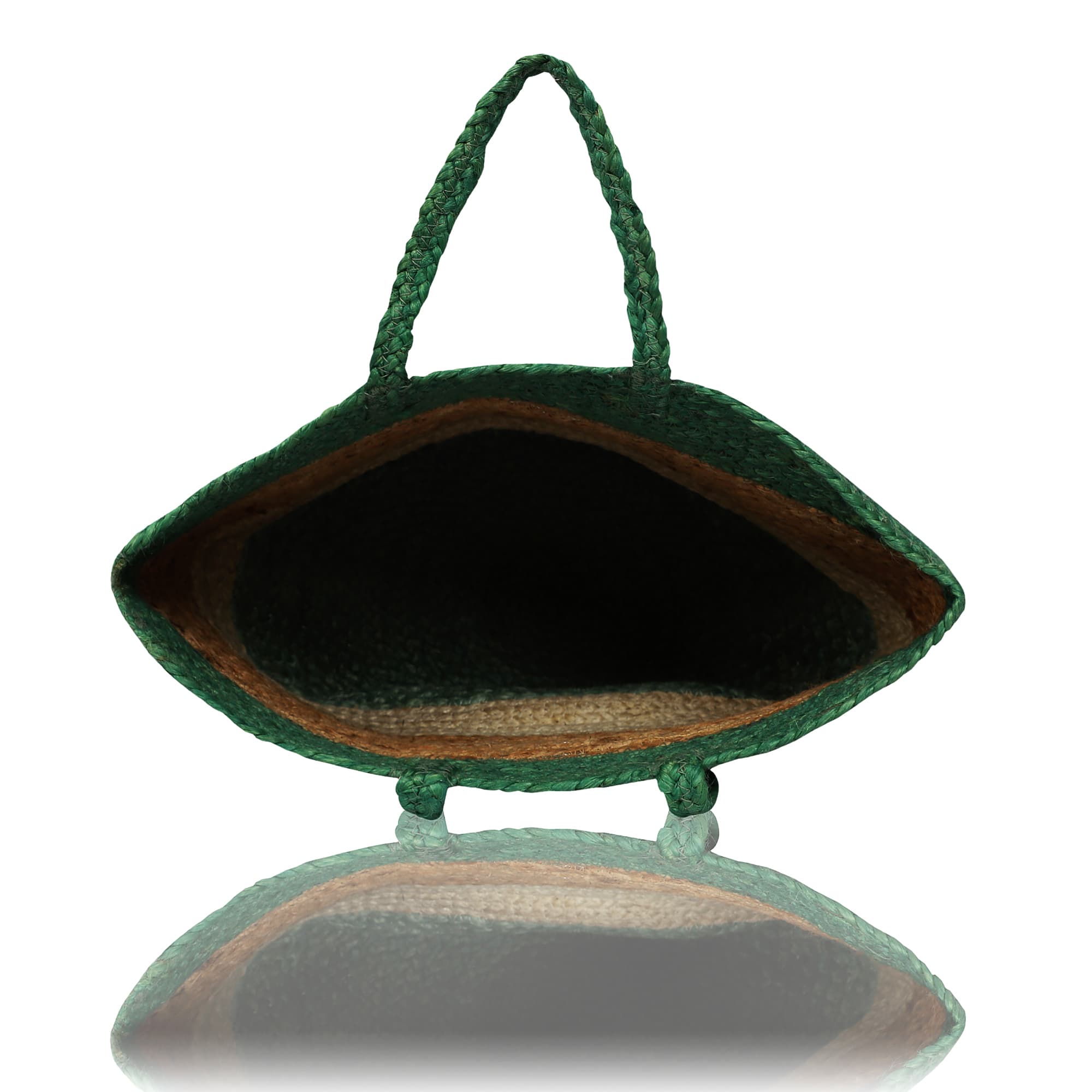 GREEN SILVER JUTE BRAIDED TOTE BAG