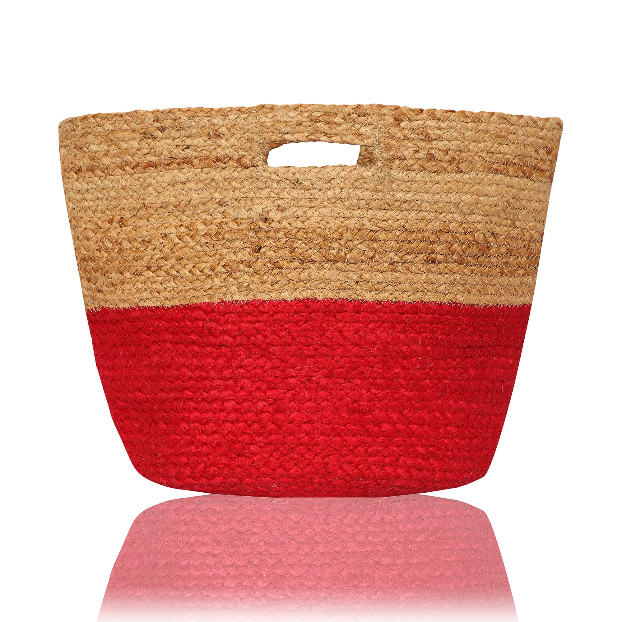 RED AND NATURAL JUTE BRAIDED BAG