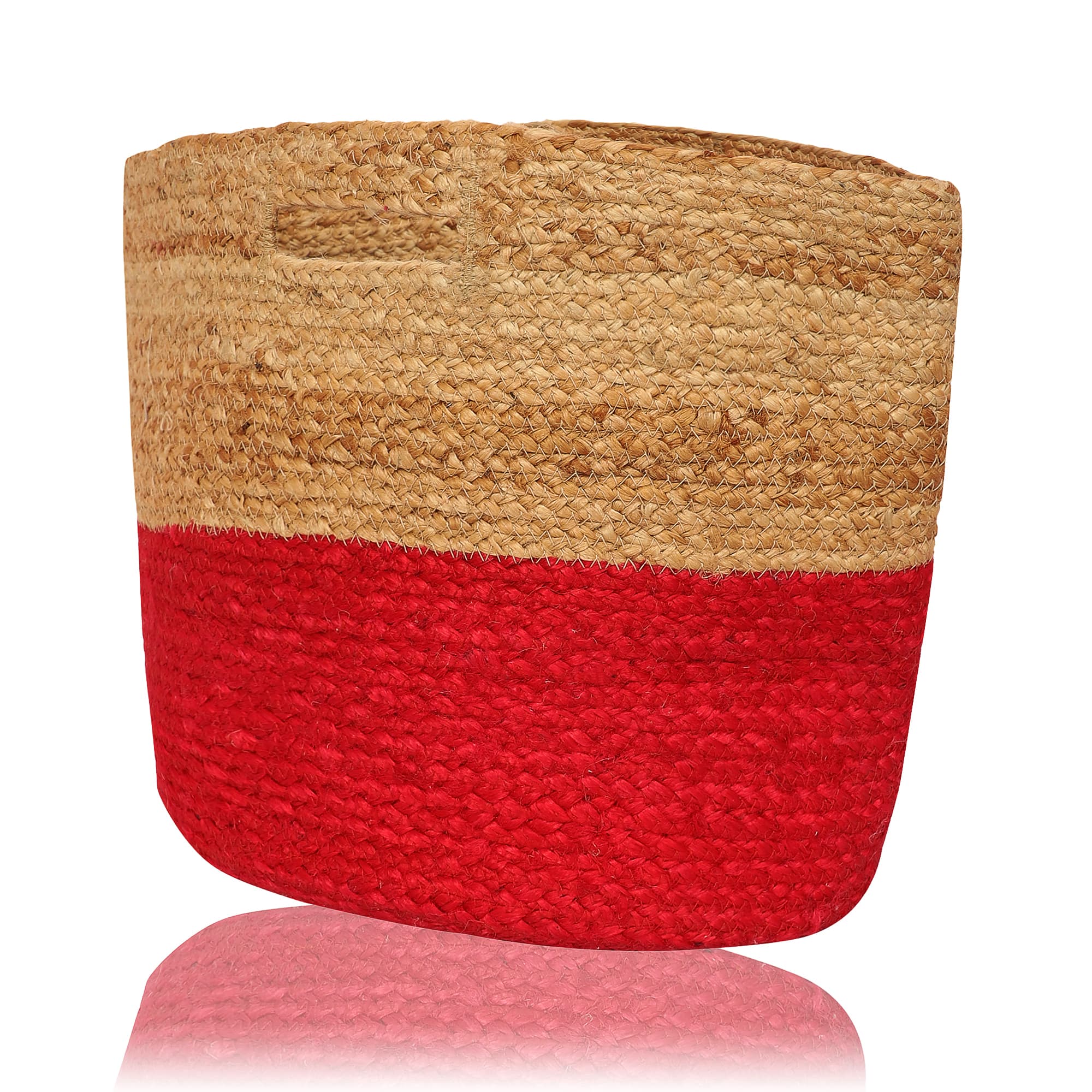 RED AND NATURAL JUTE BRAIDED BAG