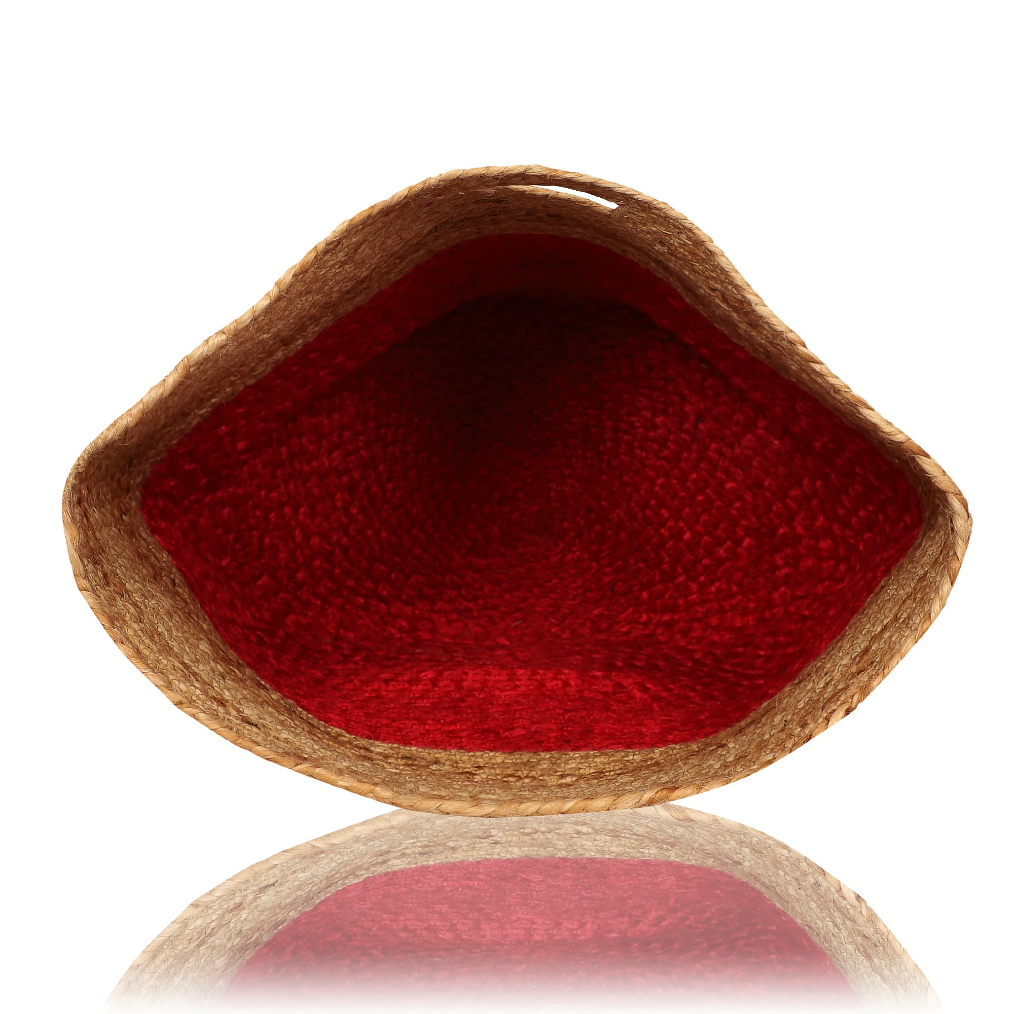 RED AND NATURAL JUTE BRAIDED BAG