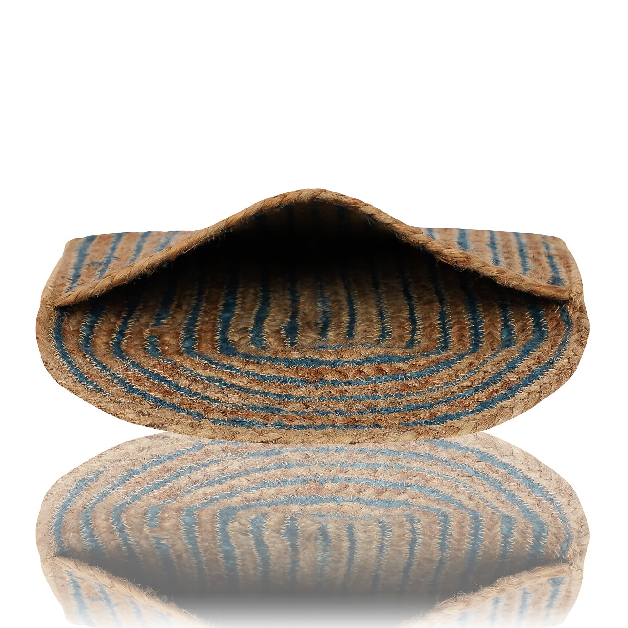 BLUE AND NATURAL BRAIDED JUTE  CLUTCH BAG