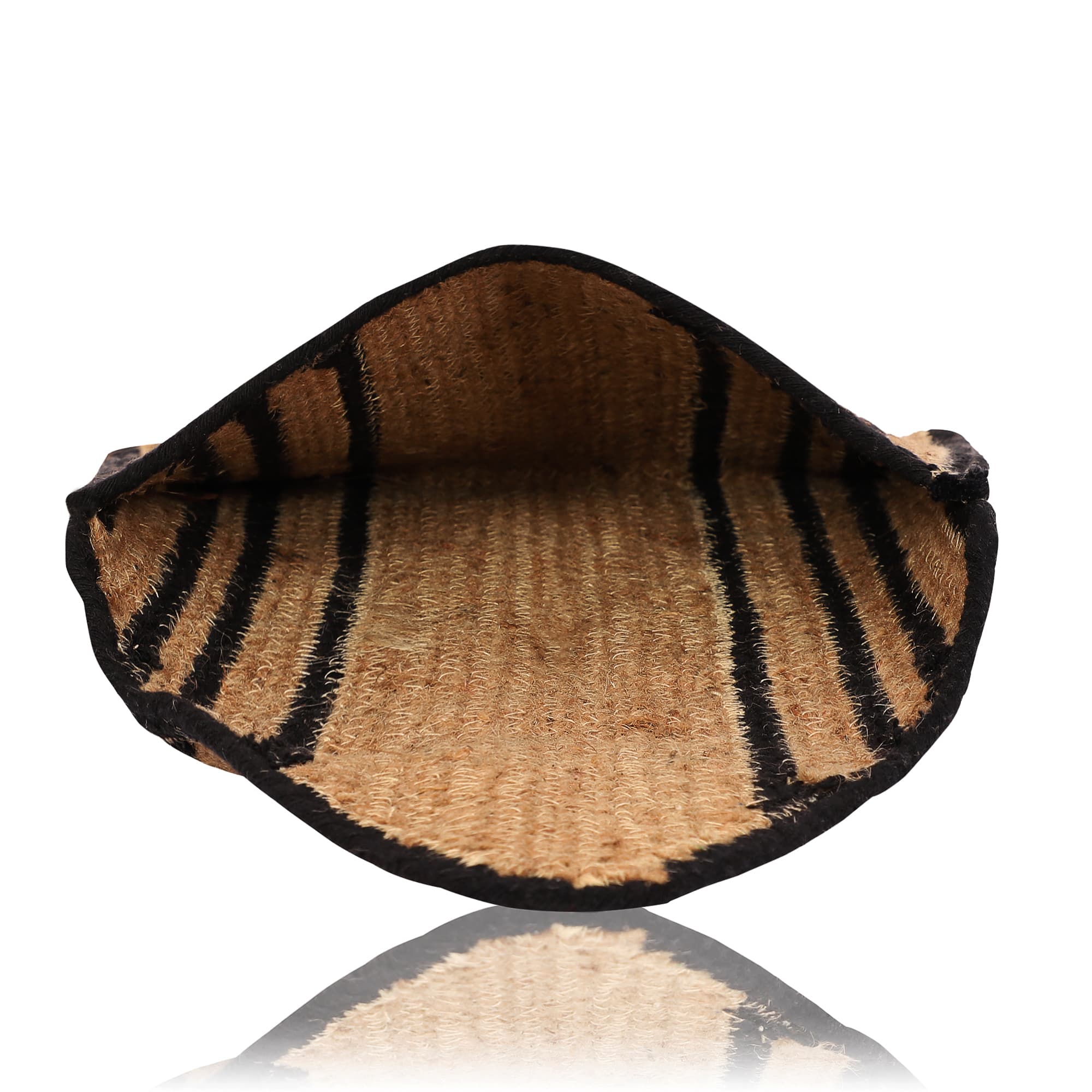 BLACK AND NATRUAL STRIPES BRAIDED JUTE  CLUTCH BAG