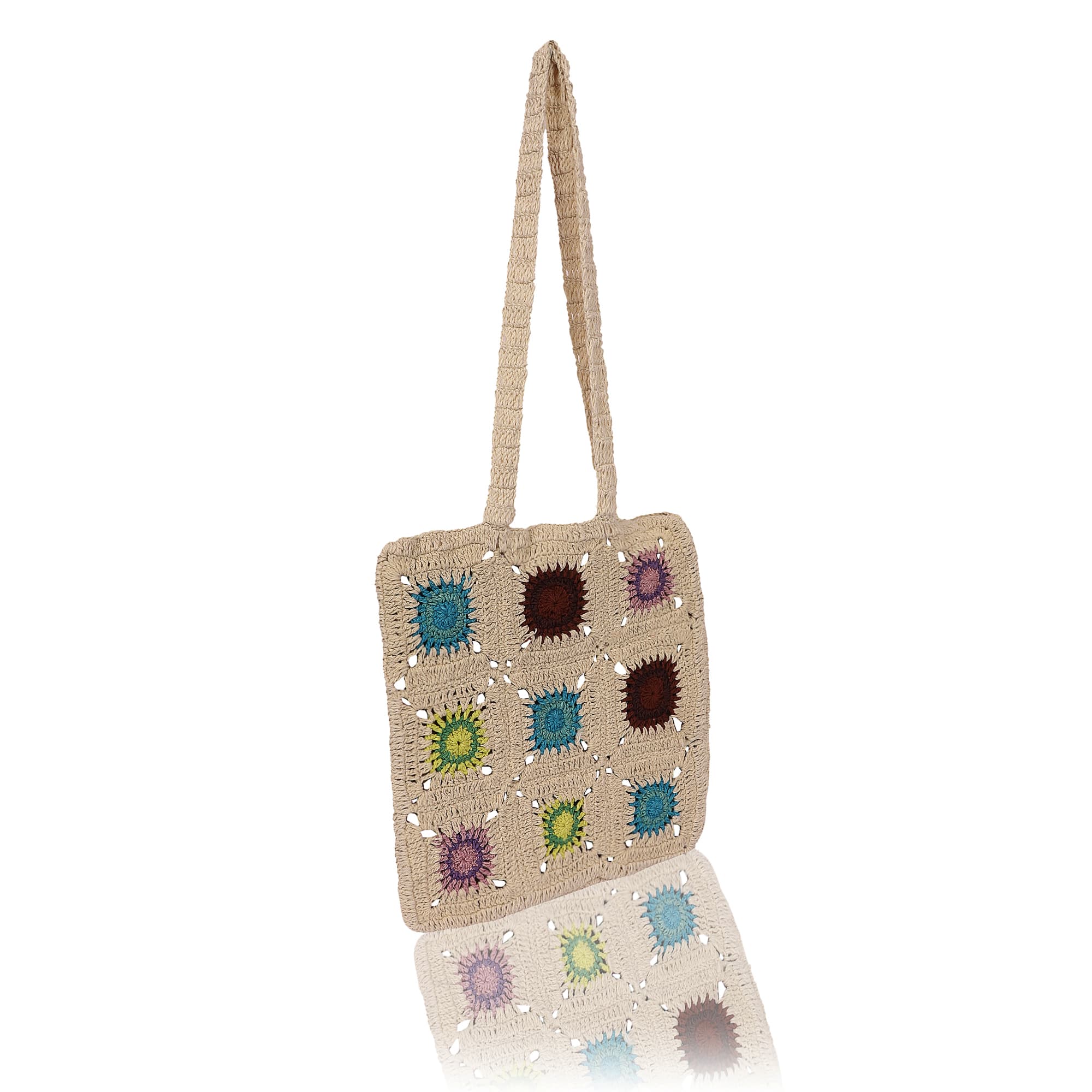 OFF WHITE MULTI CROCHET TOTE BAG