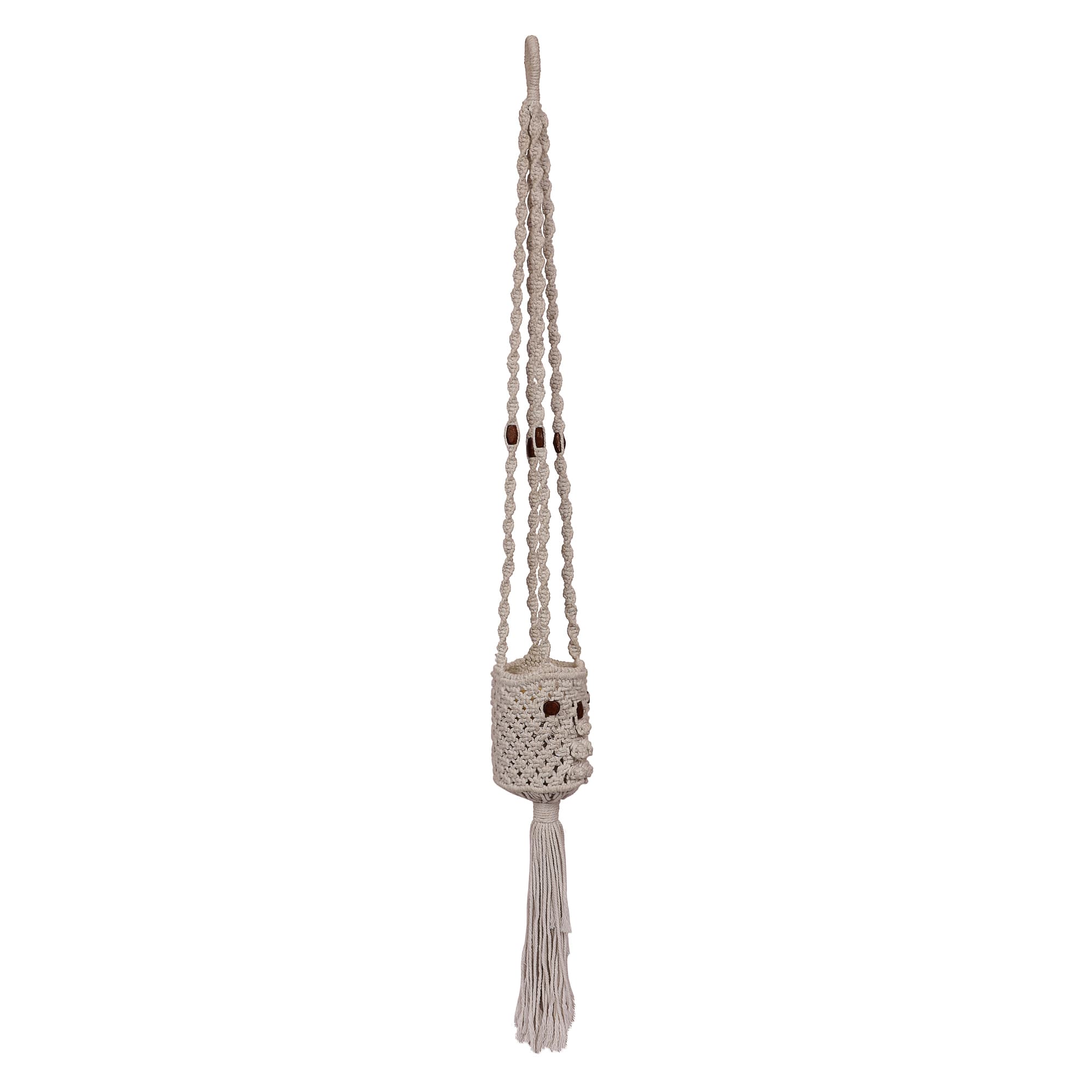 WHITE MACRAME PLANT HANGER