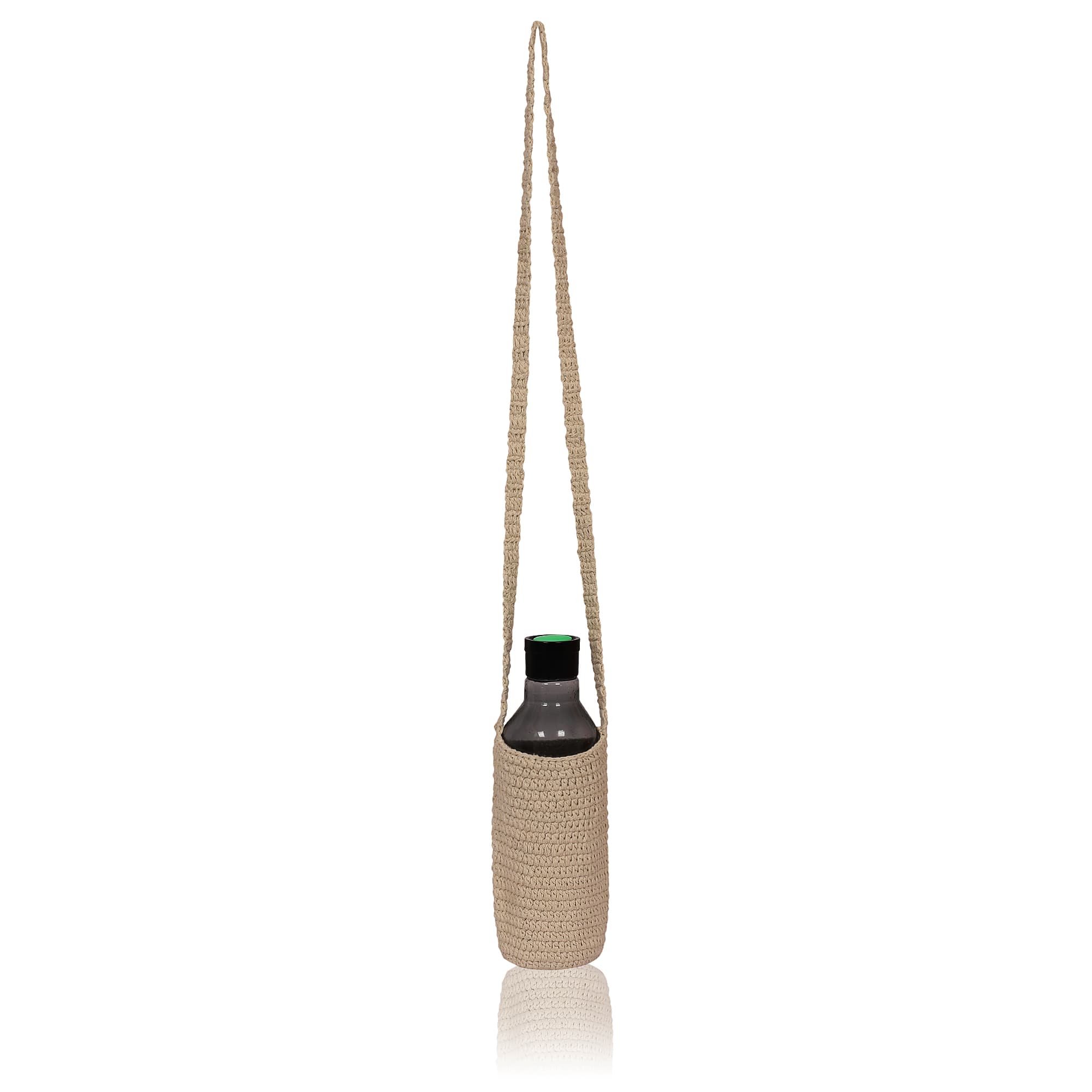 WHITE MACRAME BOTTLE HOLDER BAG