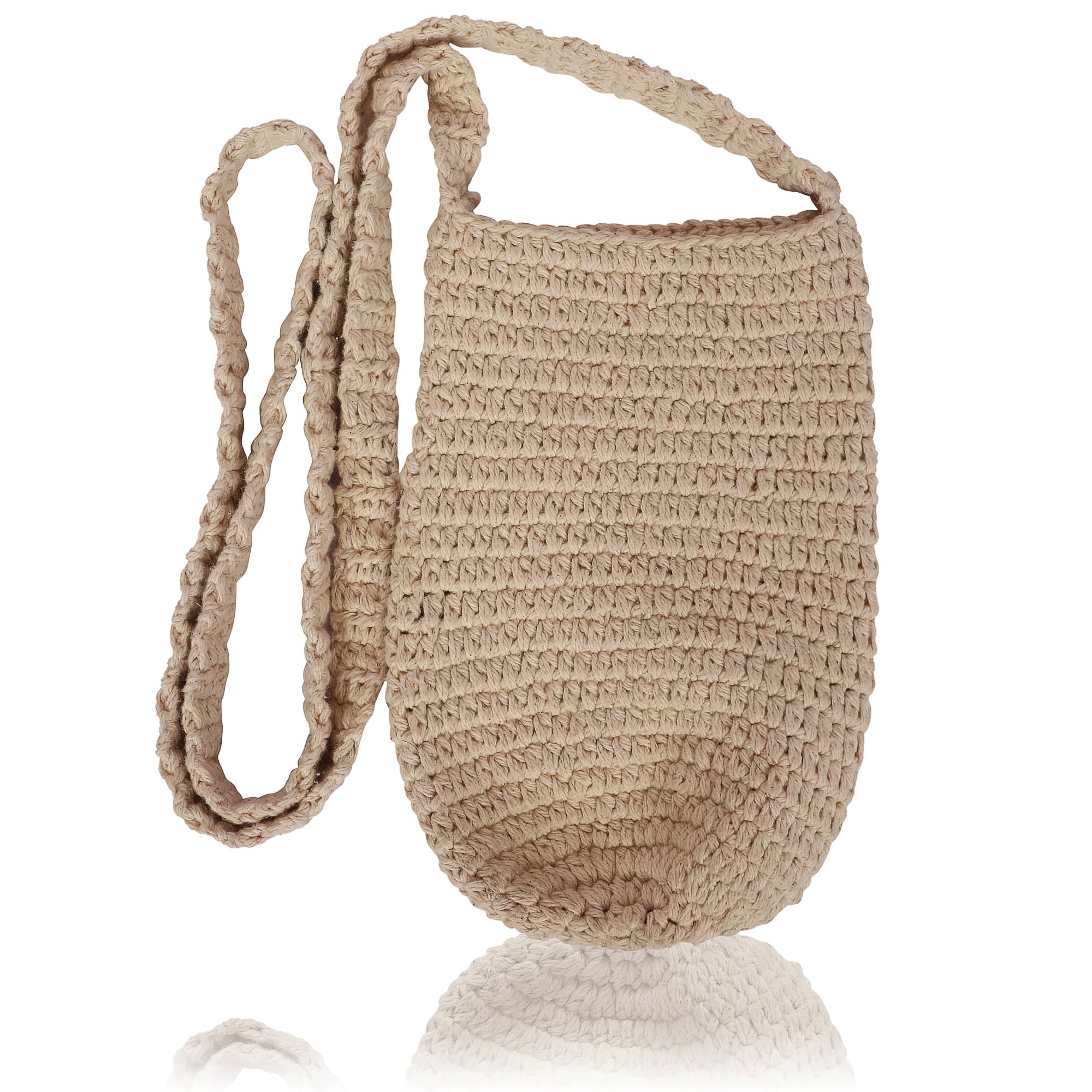 WHITE MACRAME BOTTLE HOLDER BAG