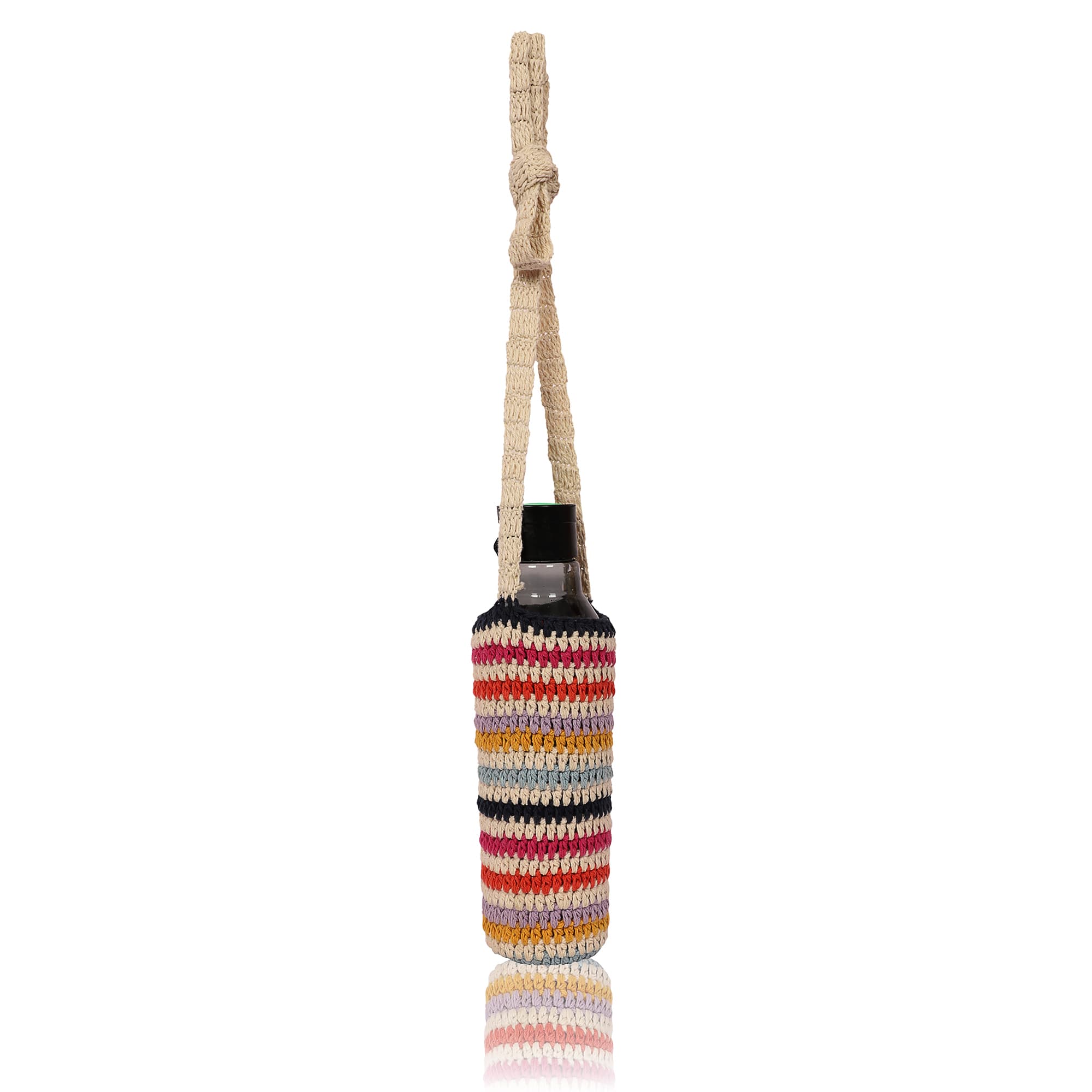 MULTI CROCHET BOTTLE HOLDER BAG