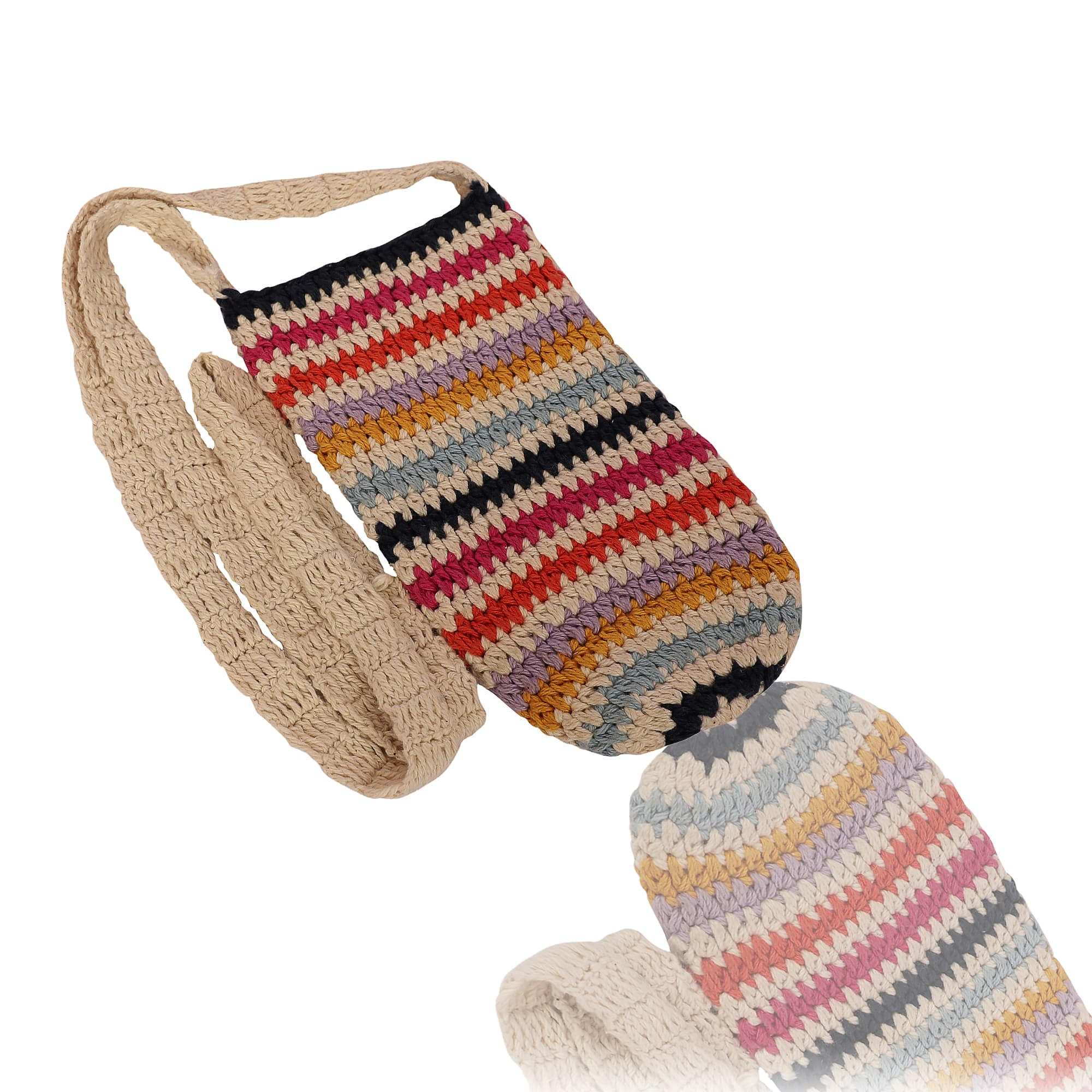 MULTI CROCHET BOTTLE HOLDER BAG