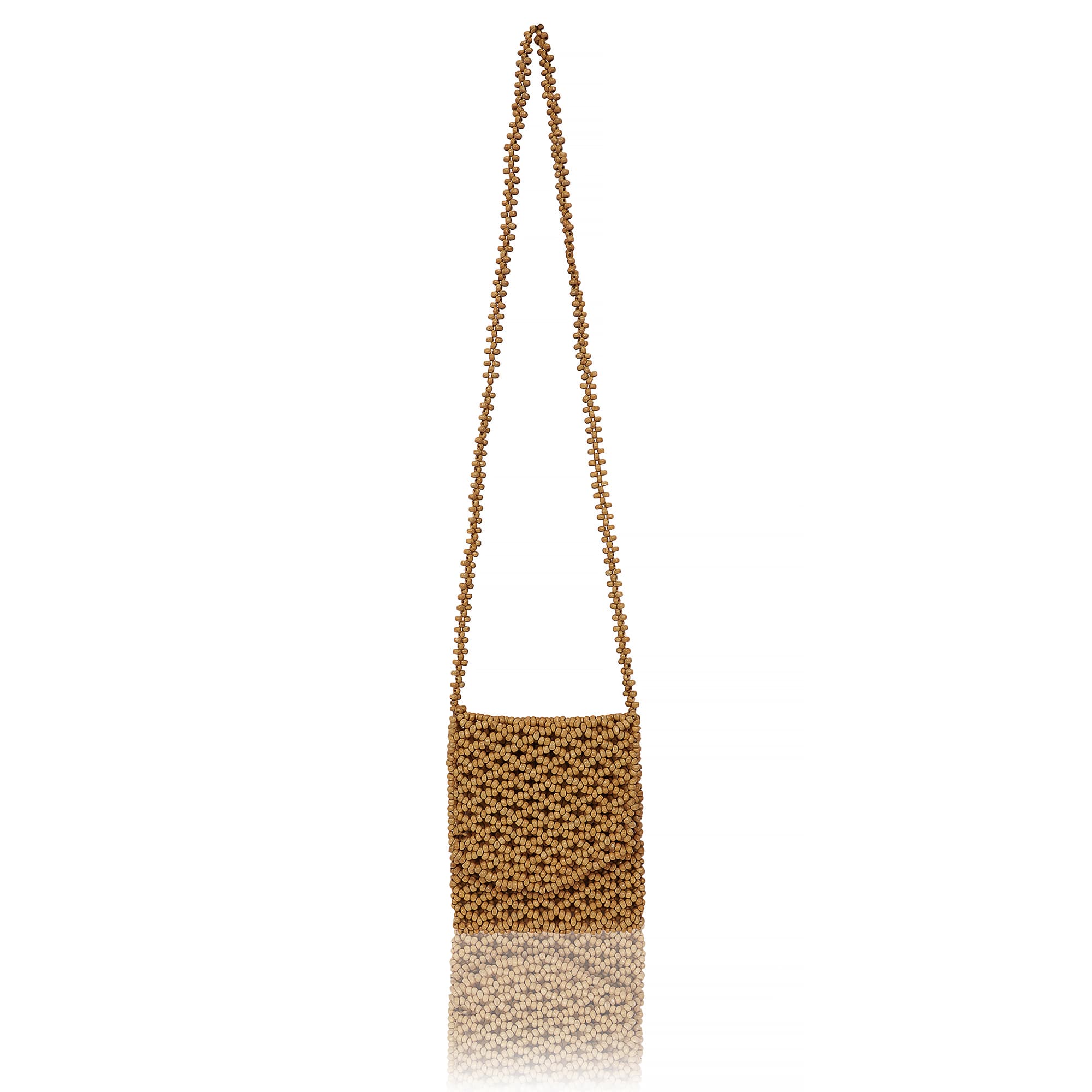 WOODEN BEADED CROSSBODY BAG
