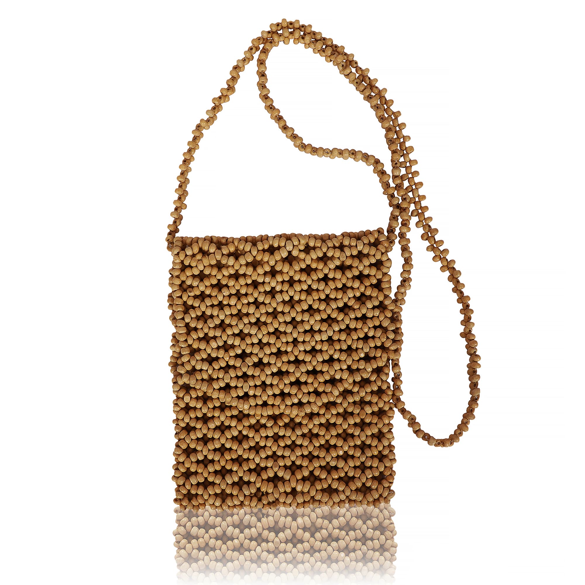 WOODEN BEADED CROSSBODY BAG