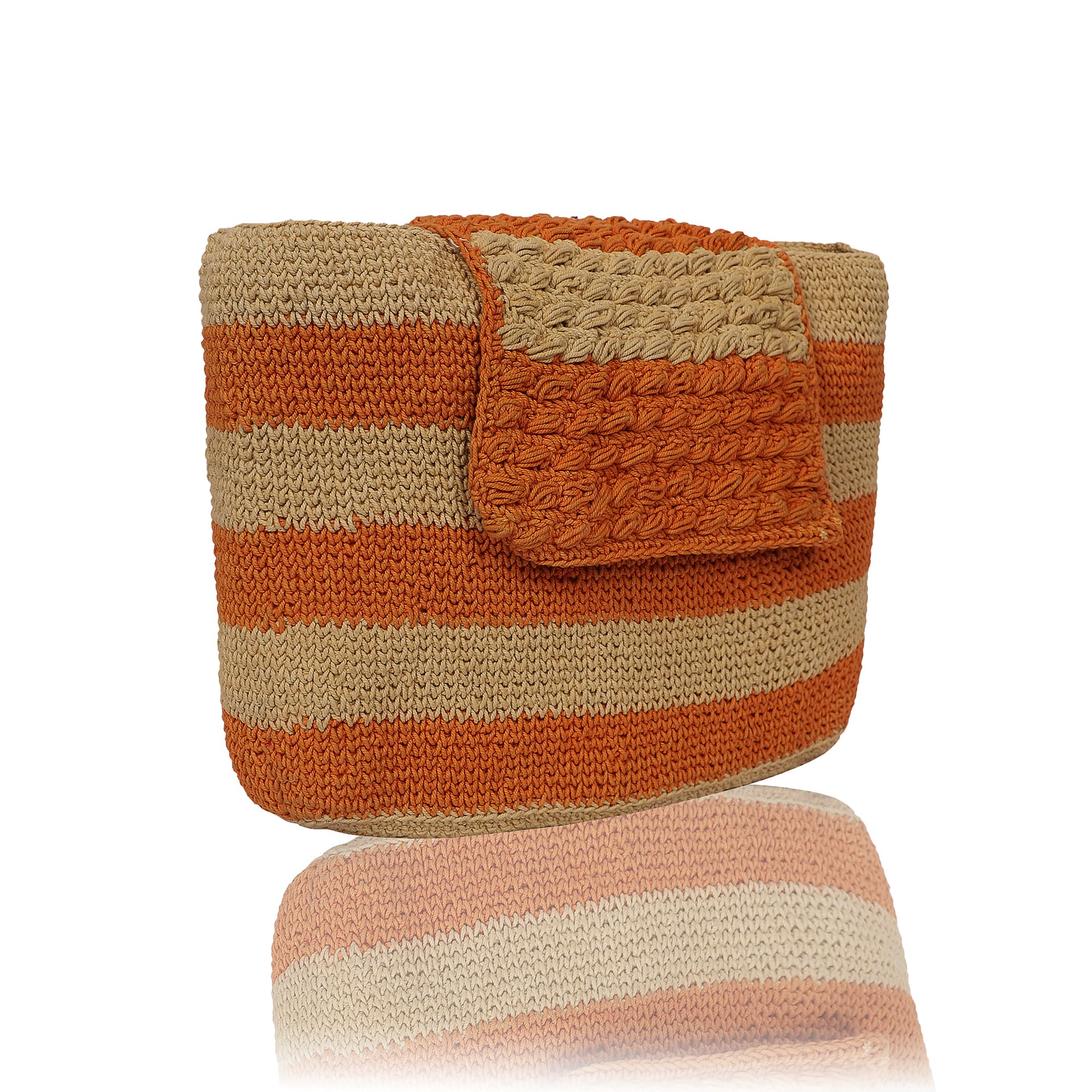 ORANGE STRIPED CROCHTE BAG