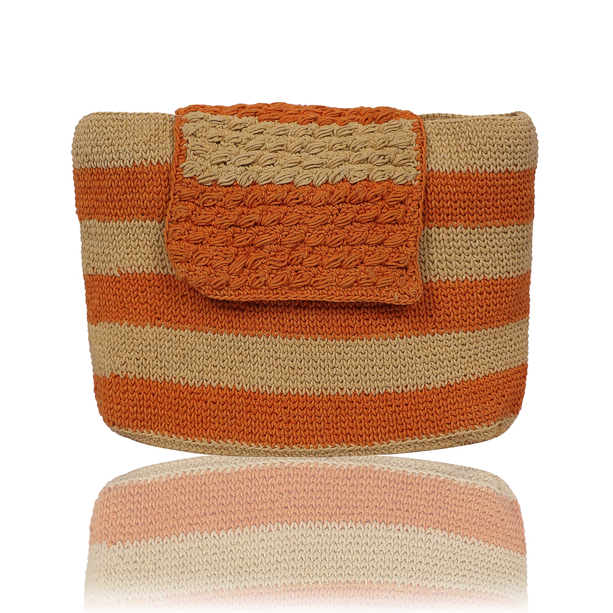 ORANGE STRIPED CROCHTE BAG