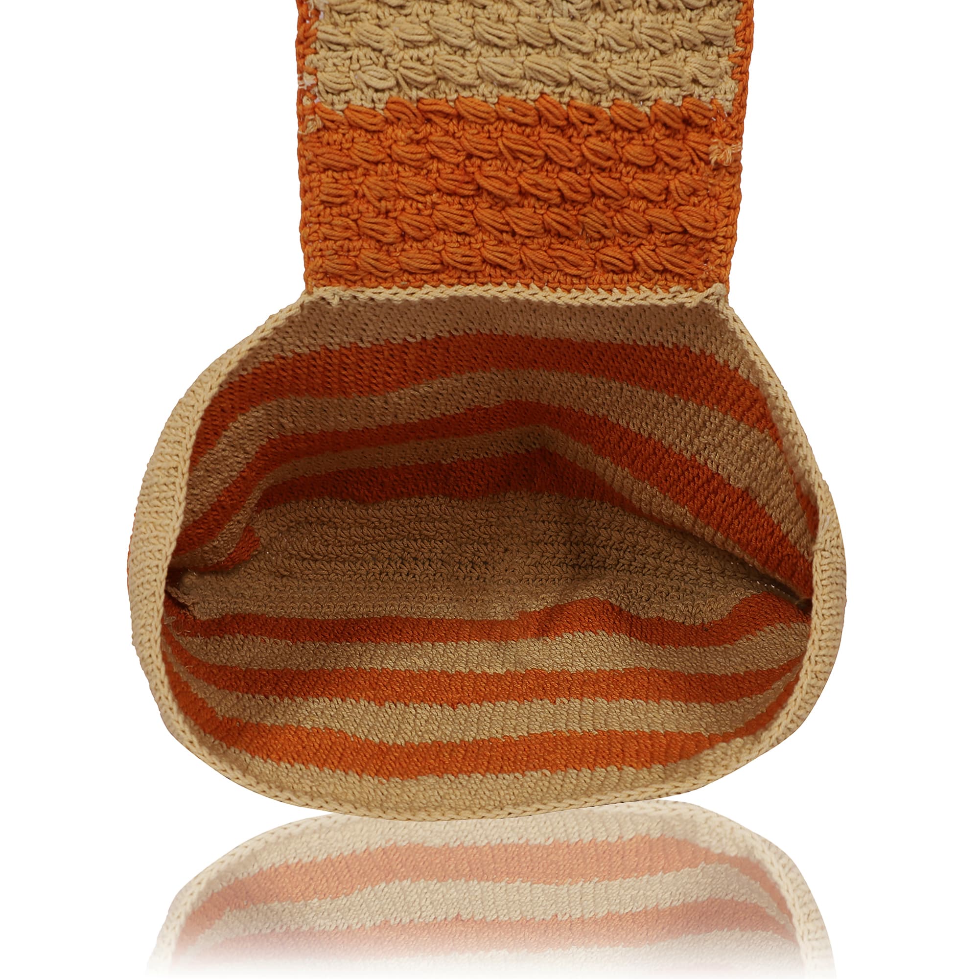 ORANGE STRIPED CROCHTE BAG
